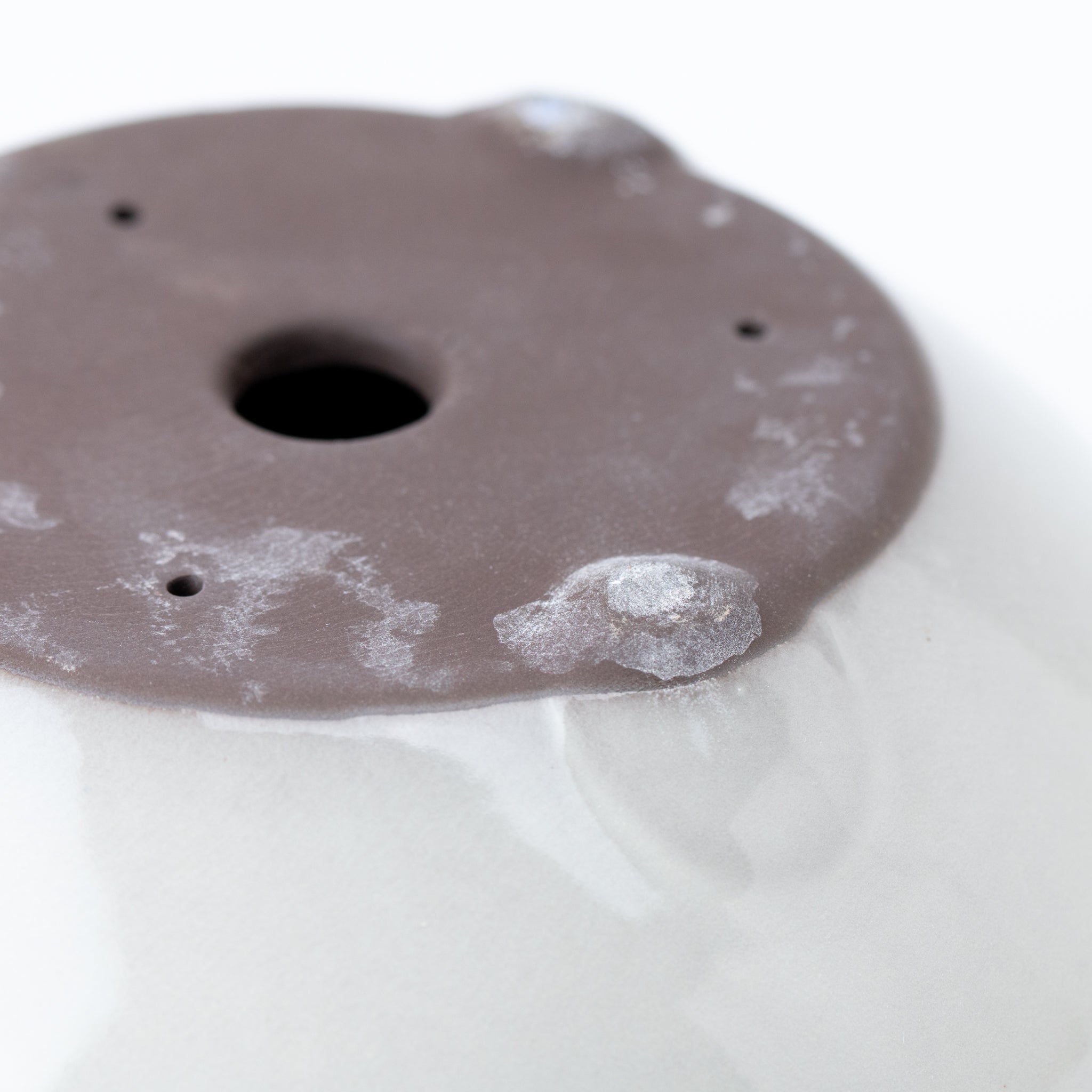 Naginowa Cream Circle BANKO Ware Japanese Bonsai Pot Set of 2