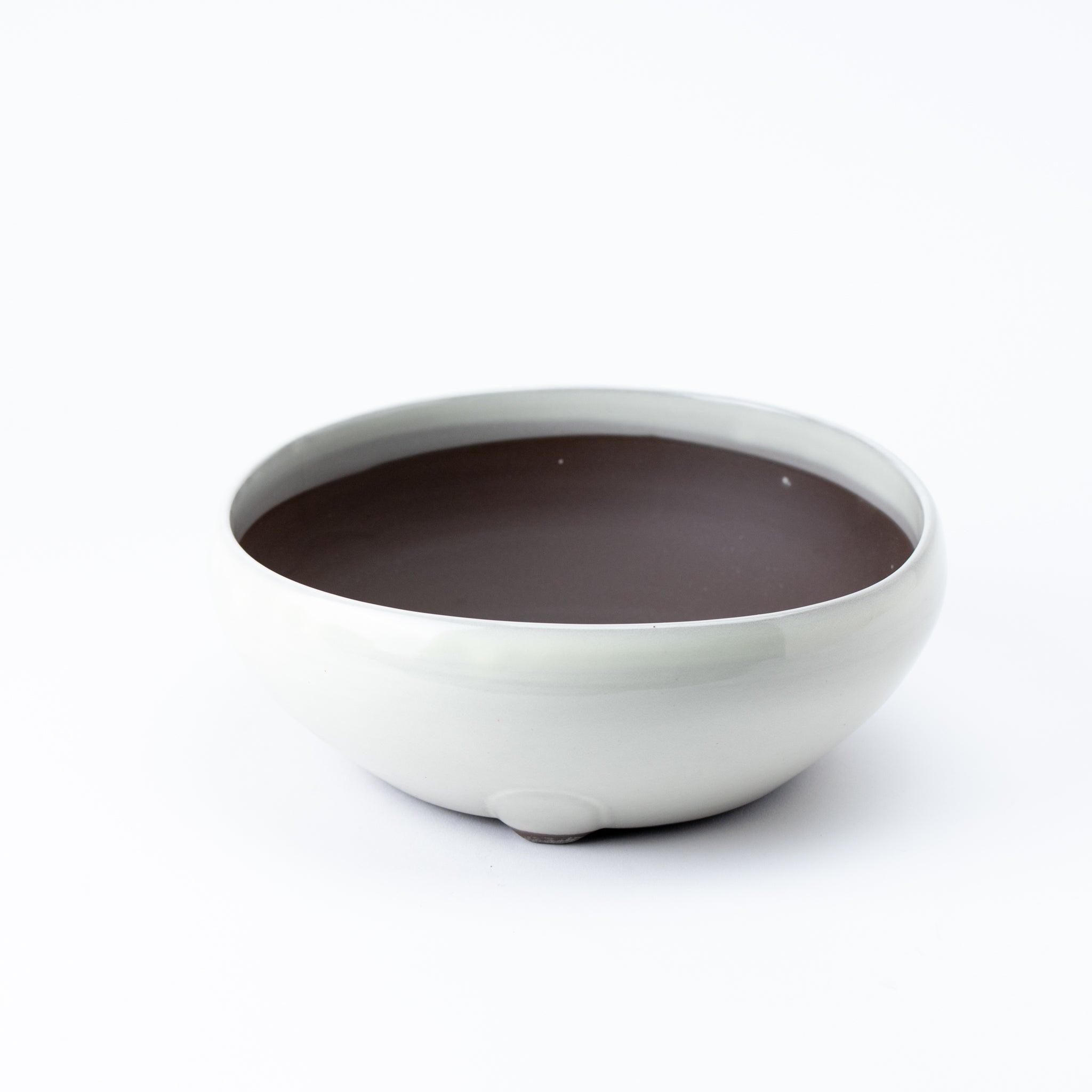 Naginowa Cream Circle BANKO Ware Japanese Bonsai Pot Set of 2