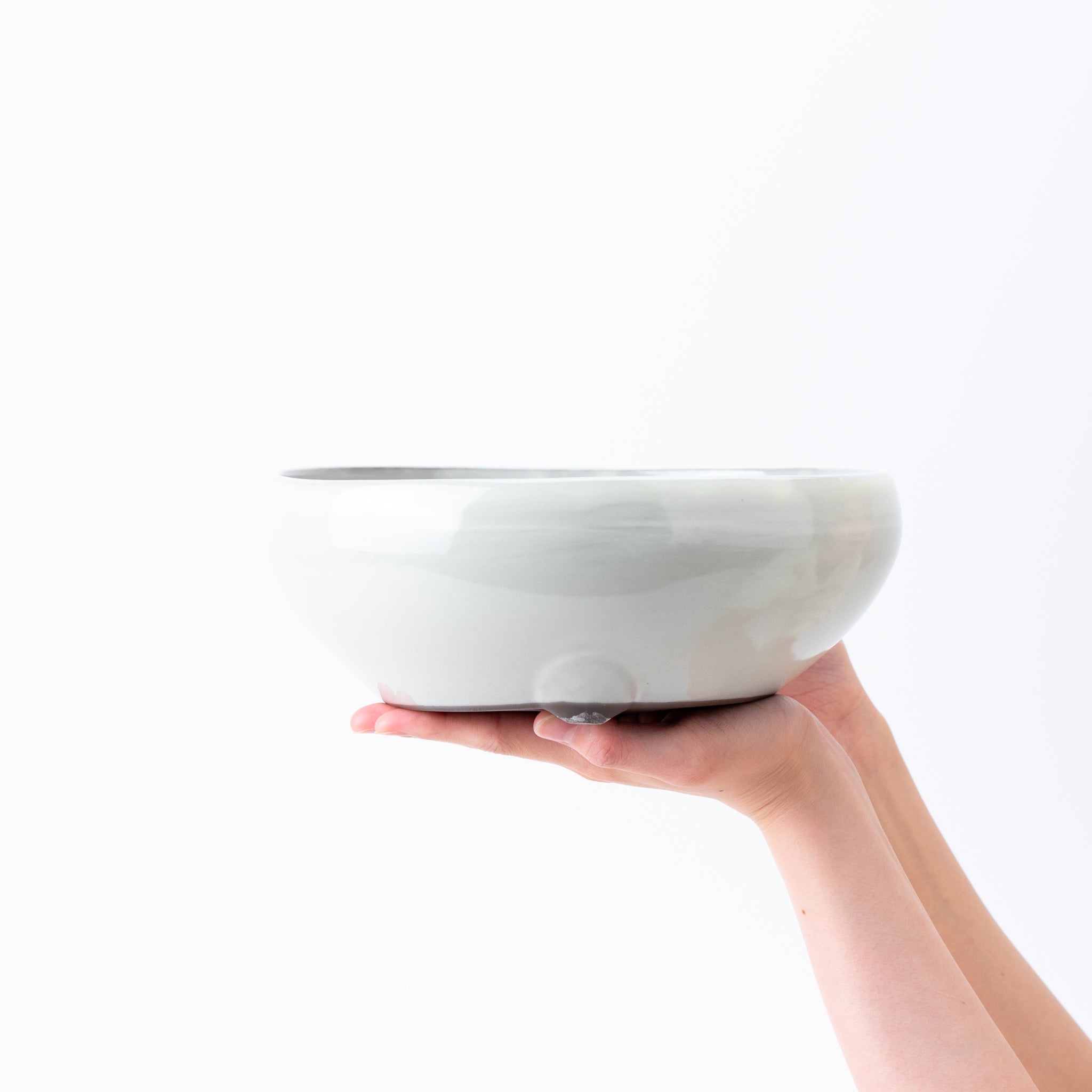 Naginowa Cream Circle BANKO Ware Japanese Bonsai Pot Set of 2