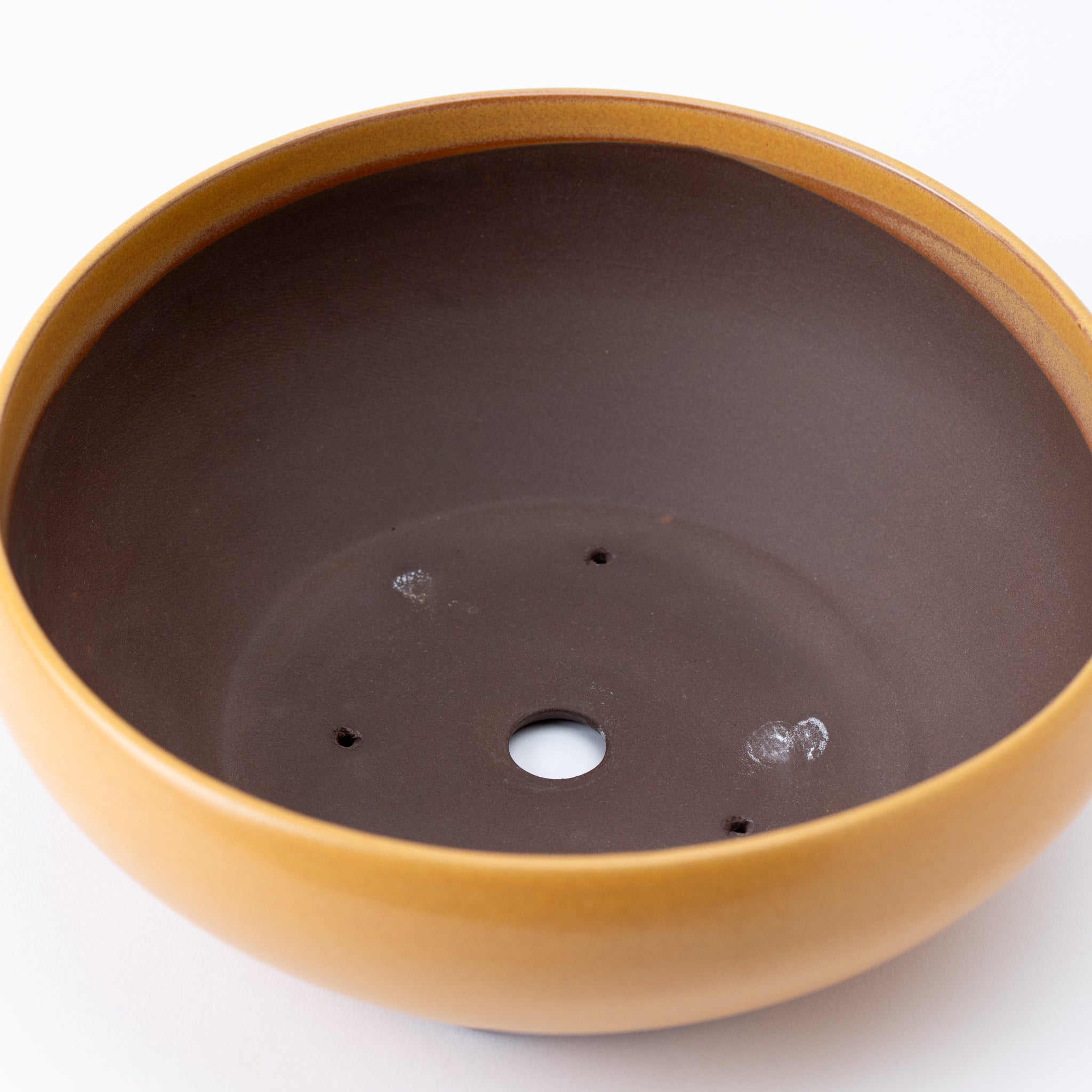 Naginowa Yellow Circle BANKO Ware Japanese Bonsai Pot Set of 2