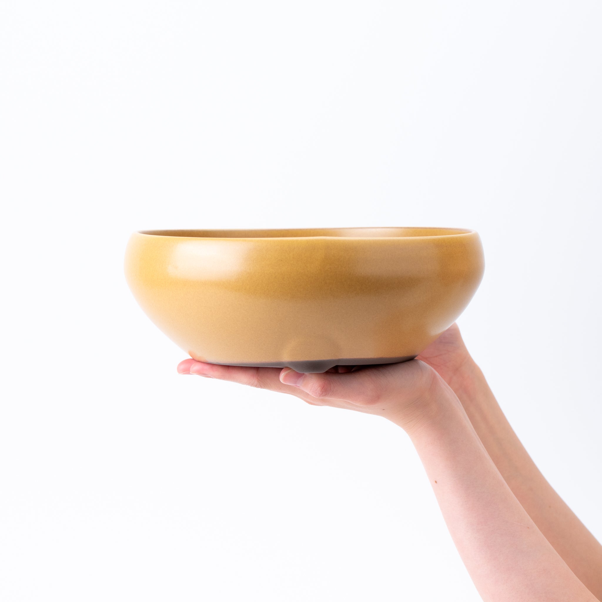 Naginowa Yellow Circle BANKO Ware Japanese Bonsai Pot Set of 2