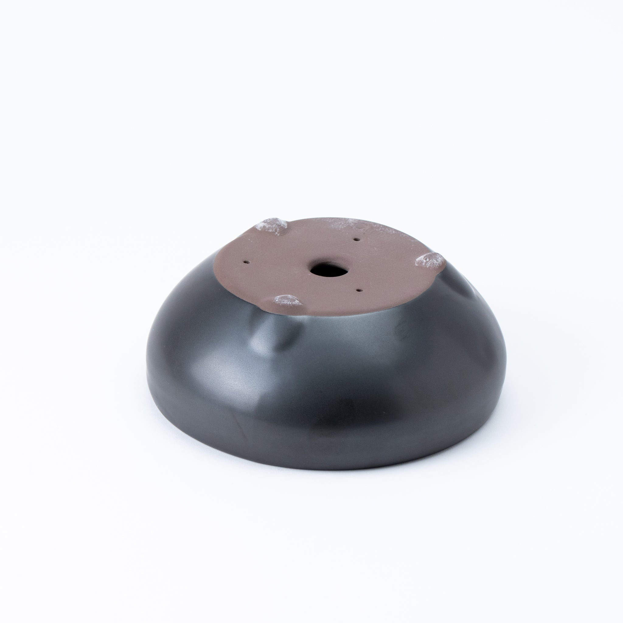 Naginowa Black Matte Circle BANKO Ware Japanese Bonsai Pot Set of 2