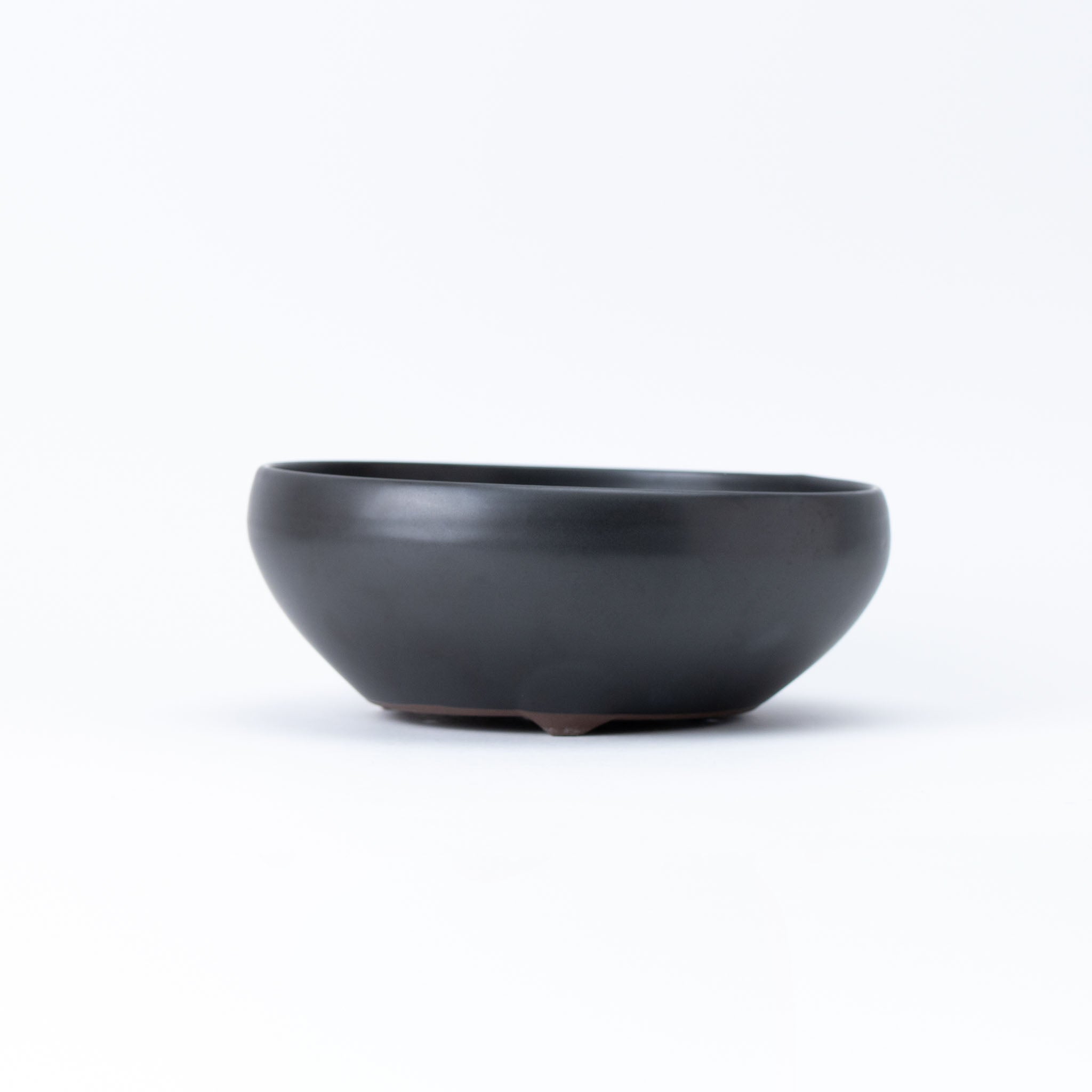 Naginowa Black Matte Circle BANKO Ware Japanese Bonsai Pot Set of 2