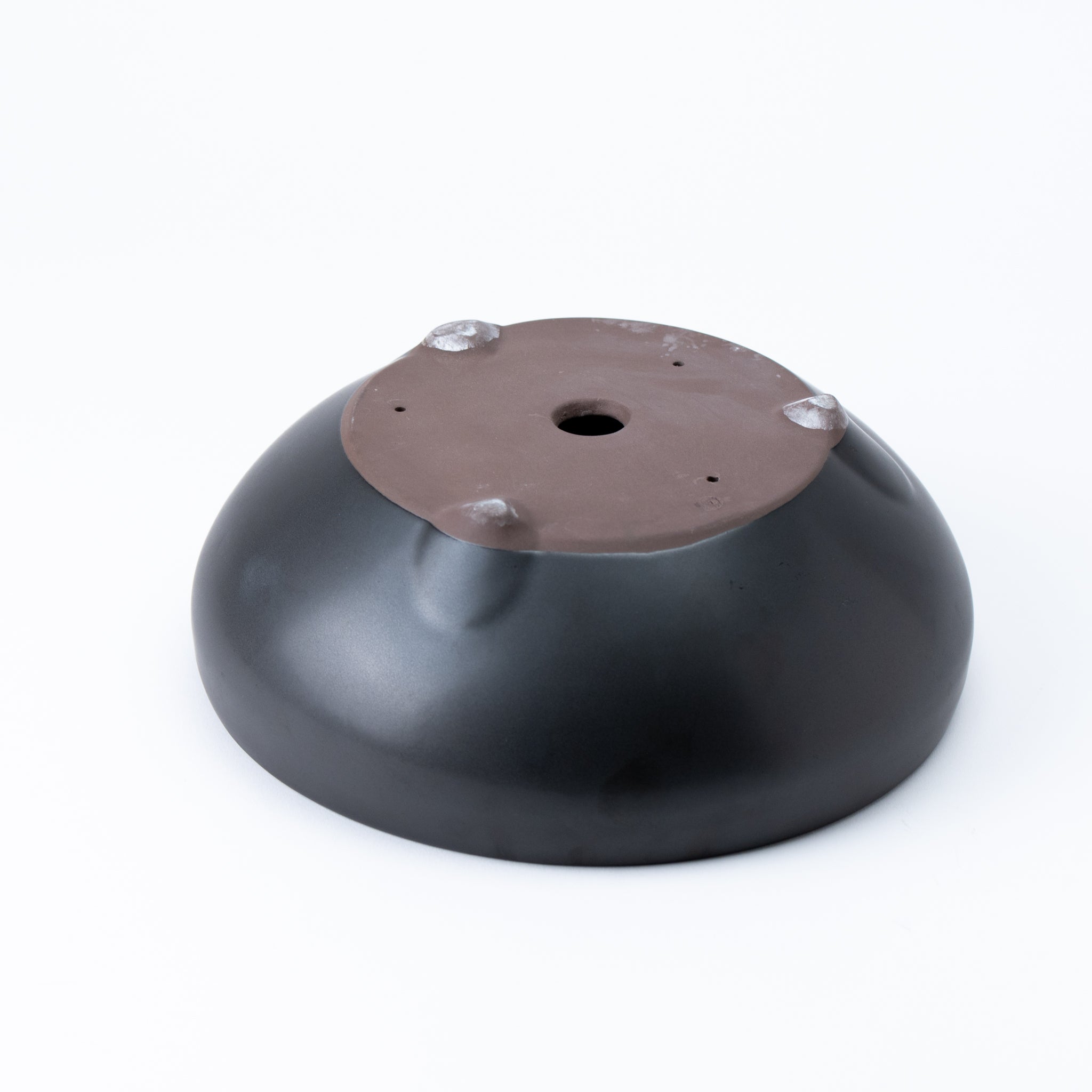 Naginowa Black Matte Circle BANKO Ware Japanese Bonsai Pot Set of 2