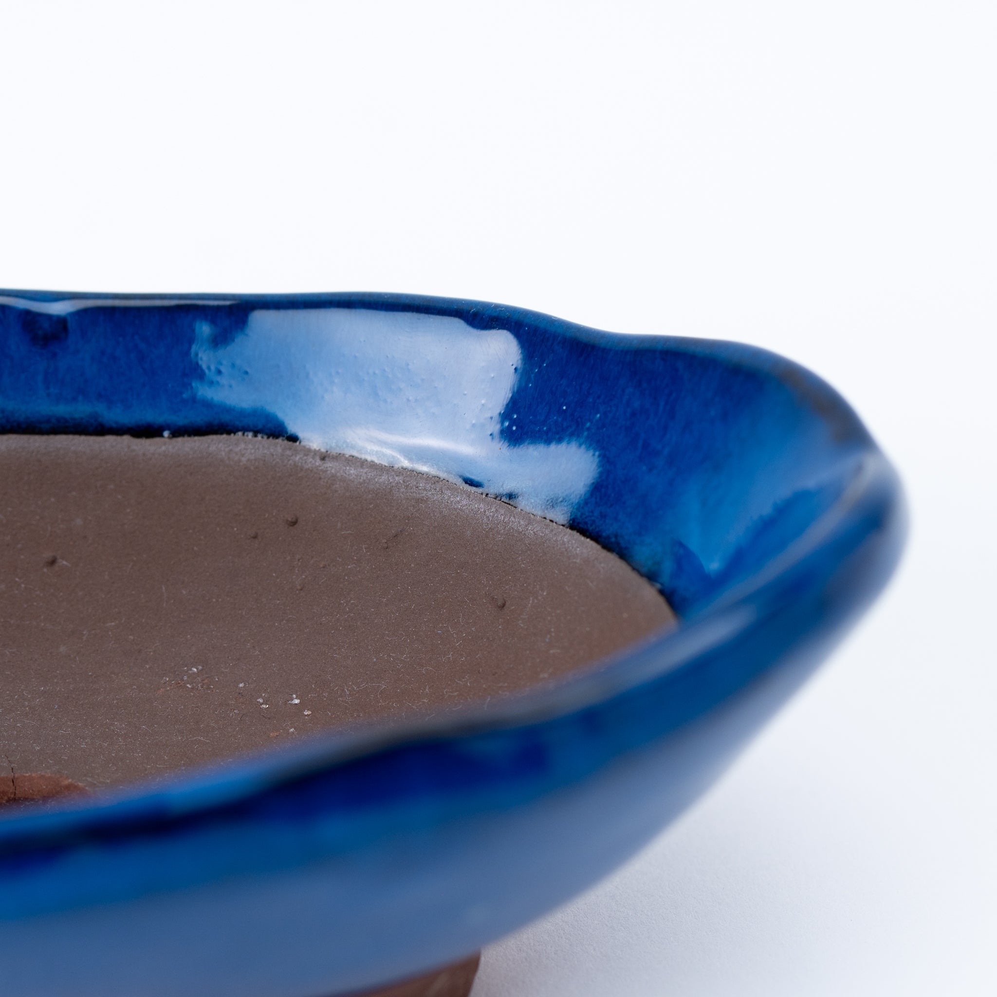 Naginowa Namako Navy Waveform BANKO Ware Japanese Bonsai Pot 5.5 in.