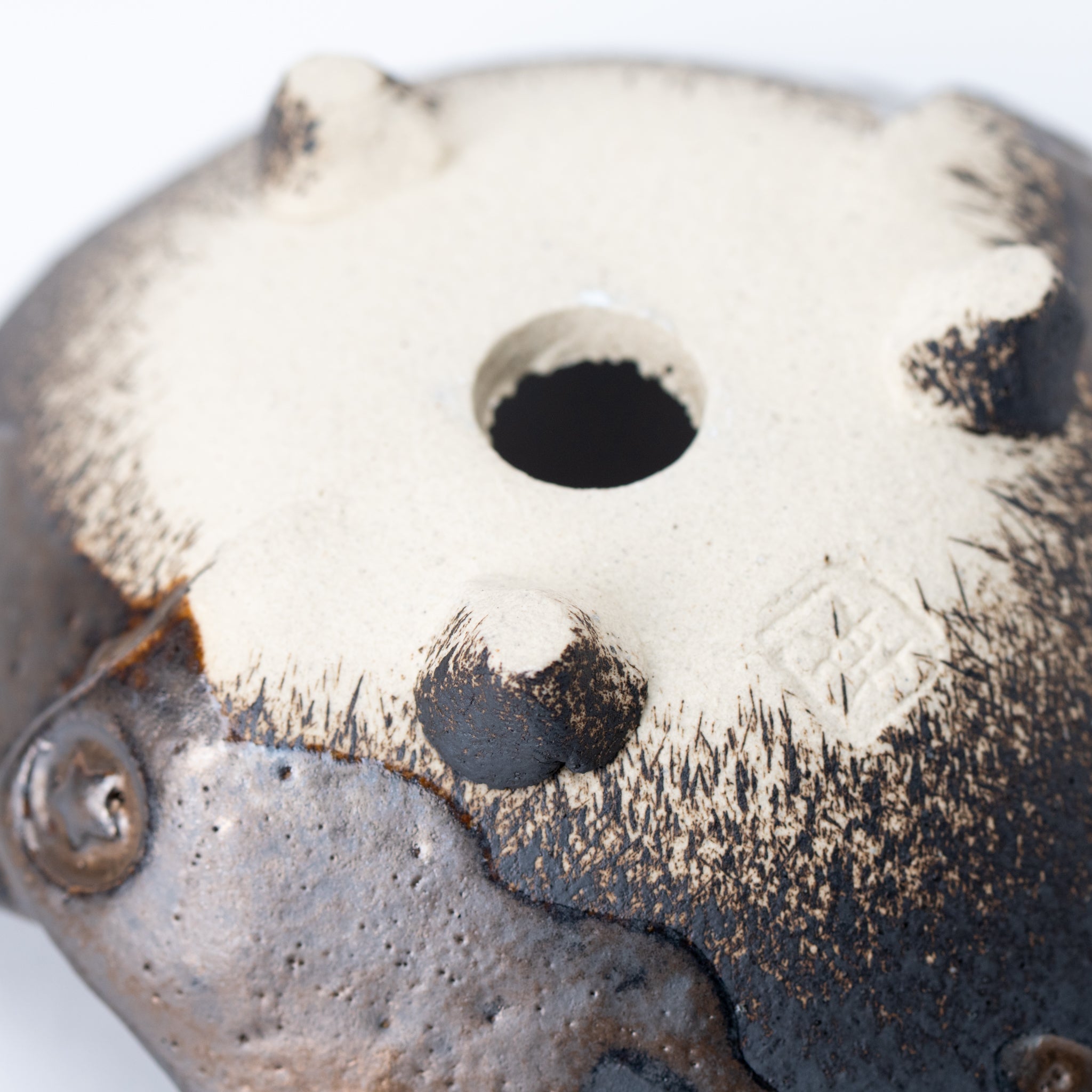 Naginowa Black Without Corners BANKO Ware Japanese Bonsai Pot 4.7 in.