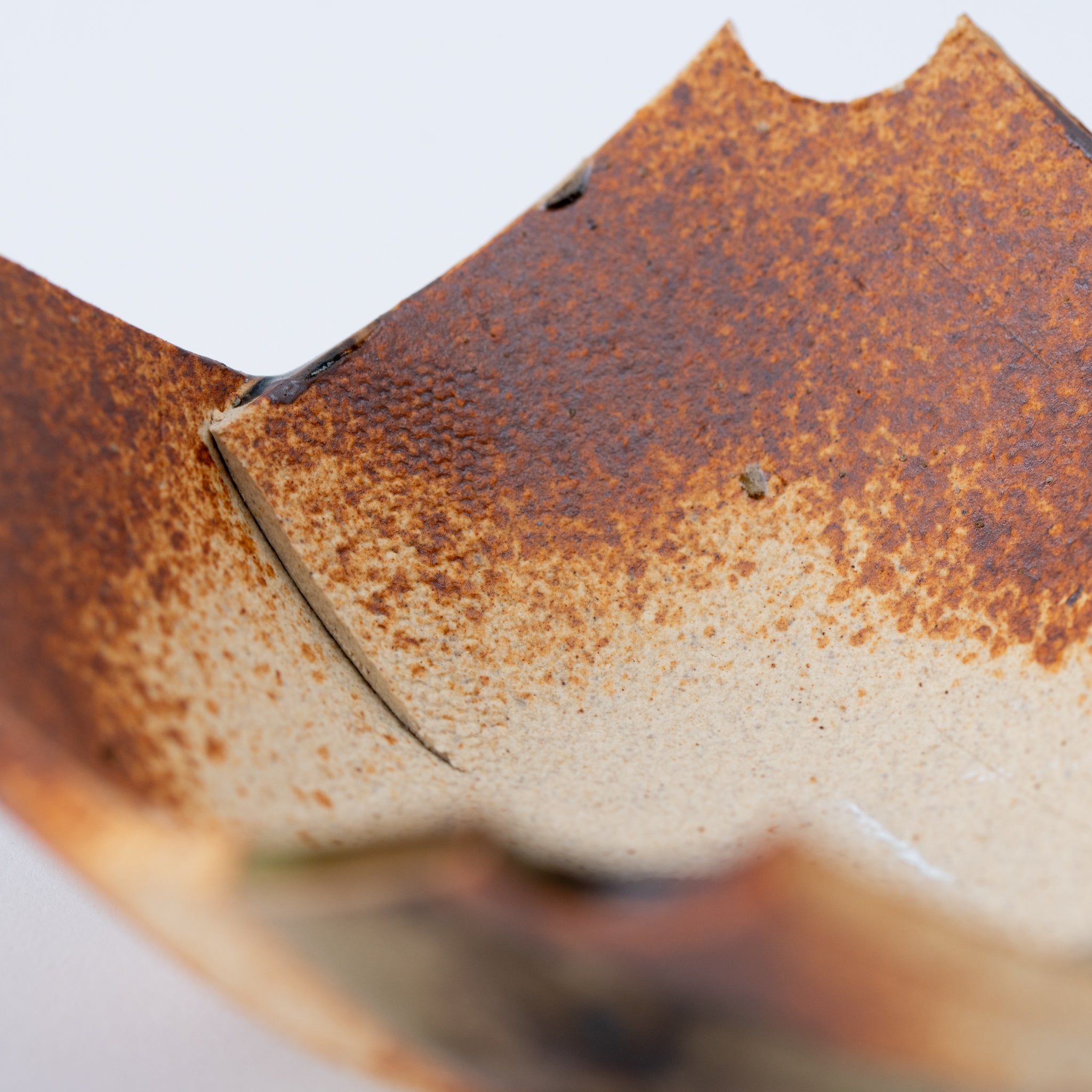 Naginowa Brown and Beige Without Corners BANKO Ware Japanese Bonsai Pot 4.7 in.