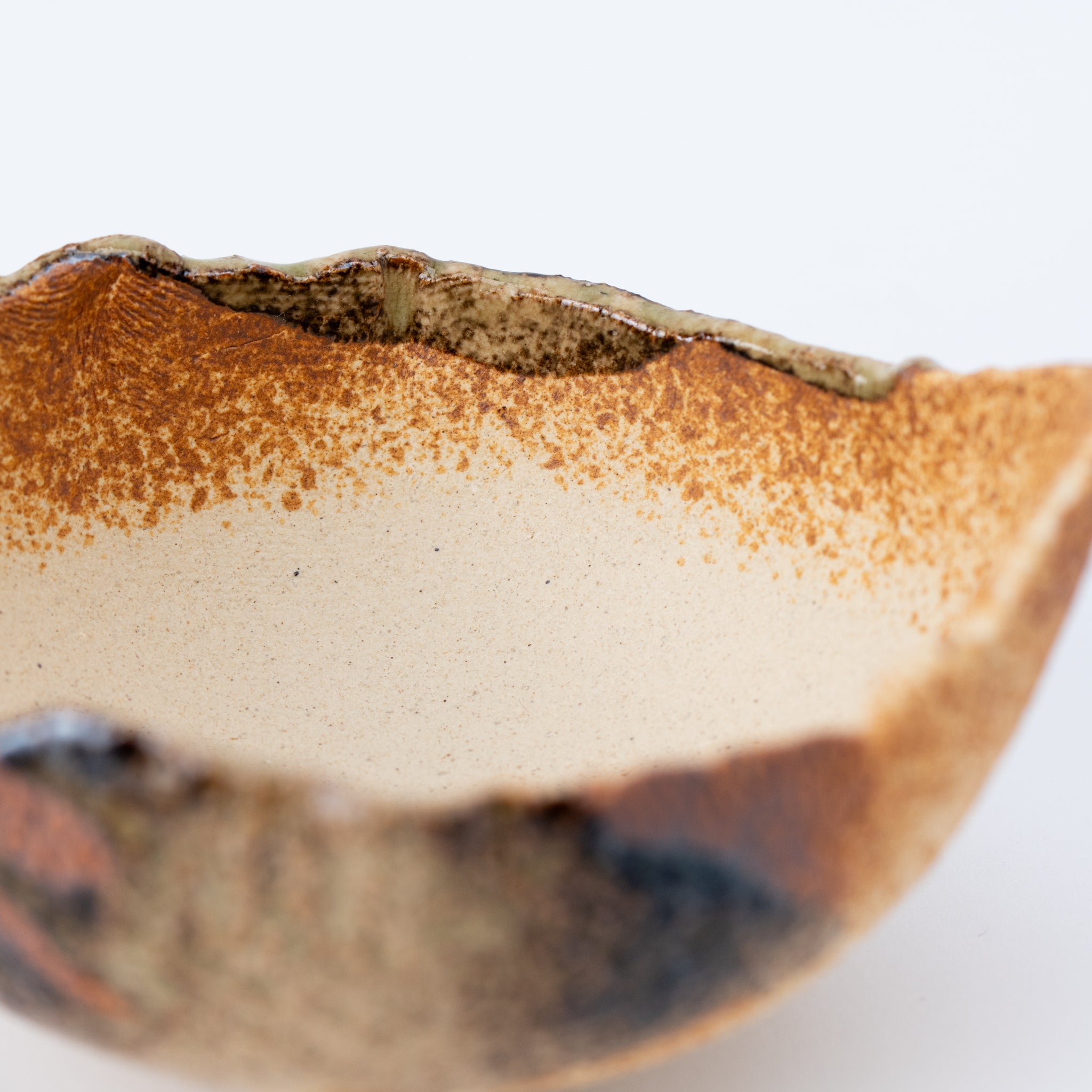 NAGINOWA Brown Two Horns BANKO Ware Japanese Bonsai Pot 4.78 in.