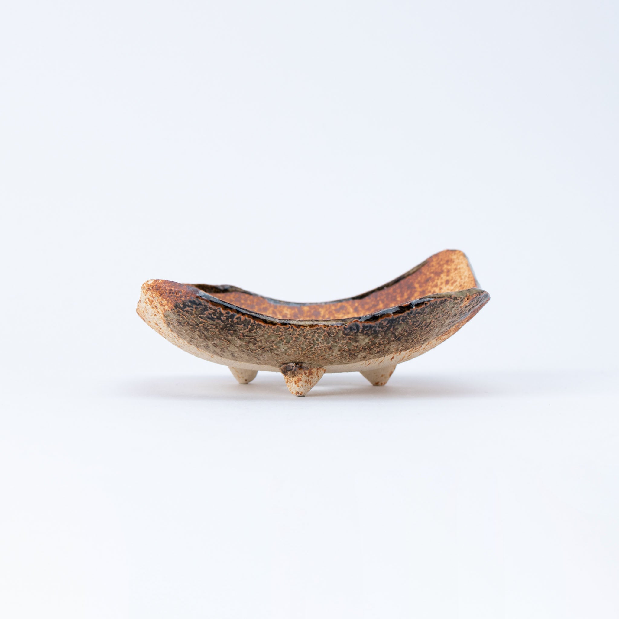 NAGINOWA Brown Leaves Shape BANKO Ware Japanese Bonsai Pot 5.3 in.