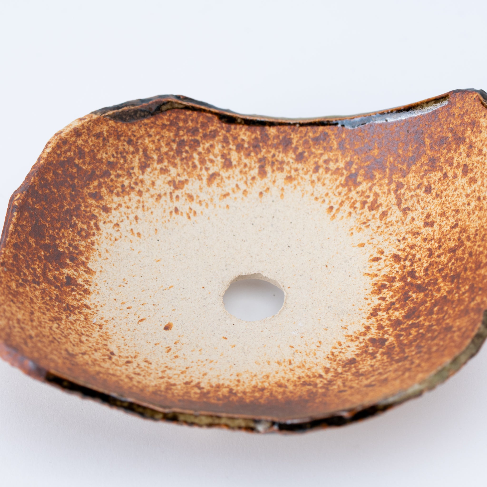 NAGINOWA Brown Leaves Shape BANKO Ware Japanese Bonsai Pot 5.3 in.