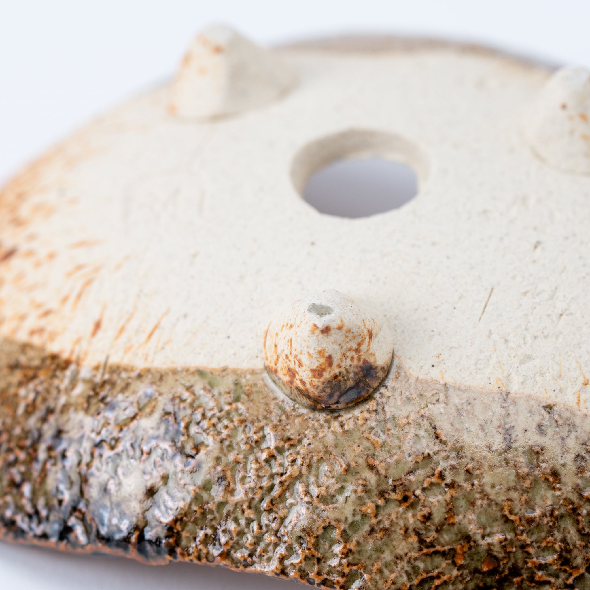 NAGINOWA Brown Leaves Shape BANKO Ware Japanese Bonsai Pot 5.3 in.