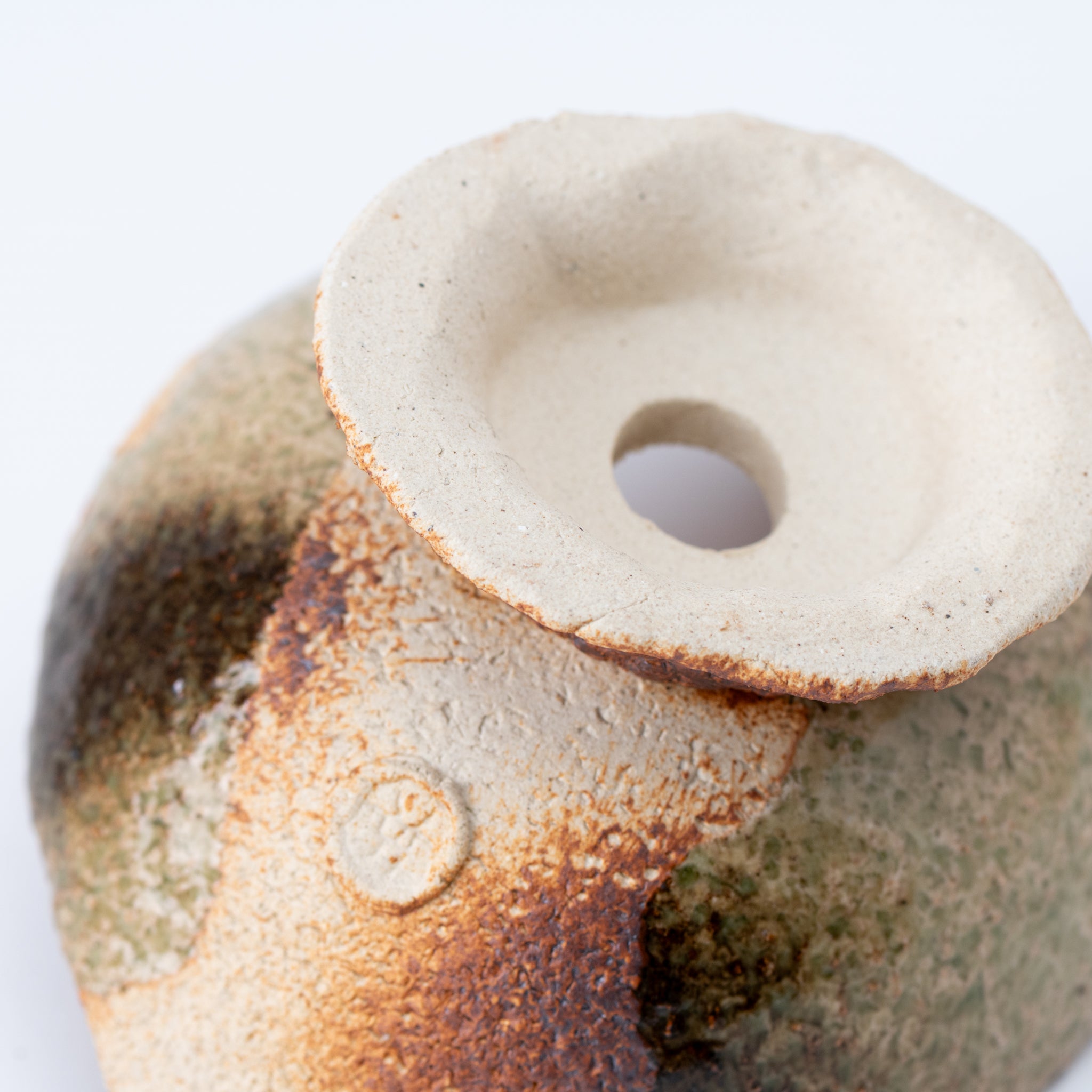 Naginowa Brown Curved with Stand BANKO Ware Japanese Bonsai Pot 5.9 in.