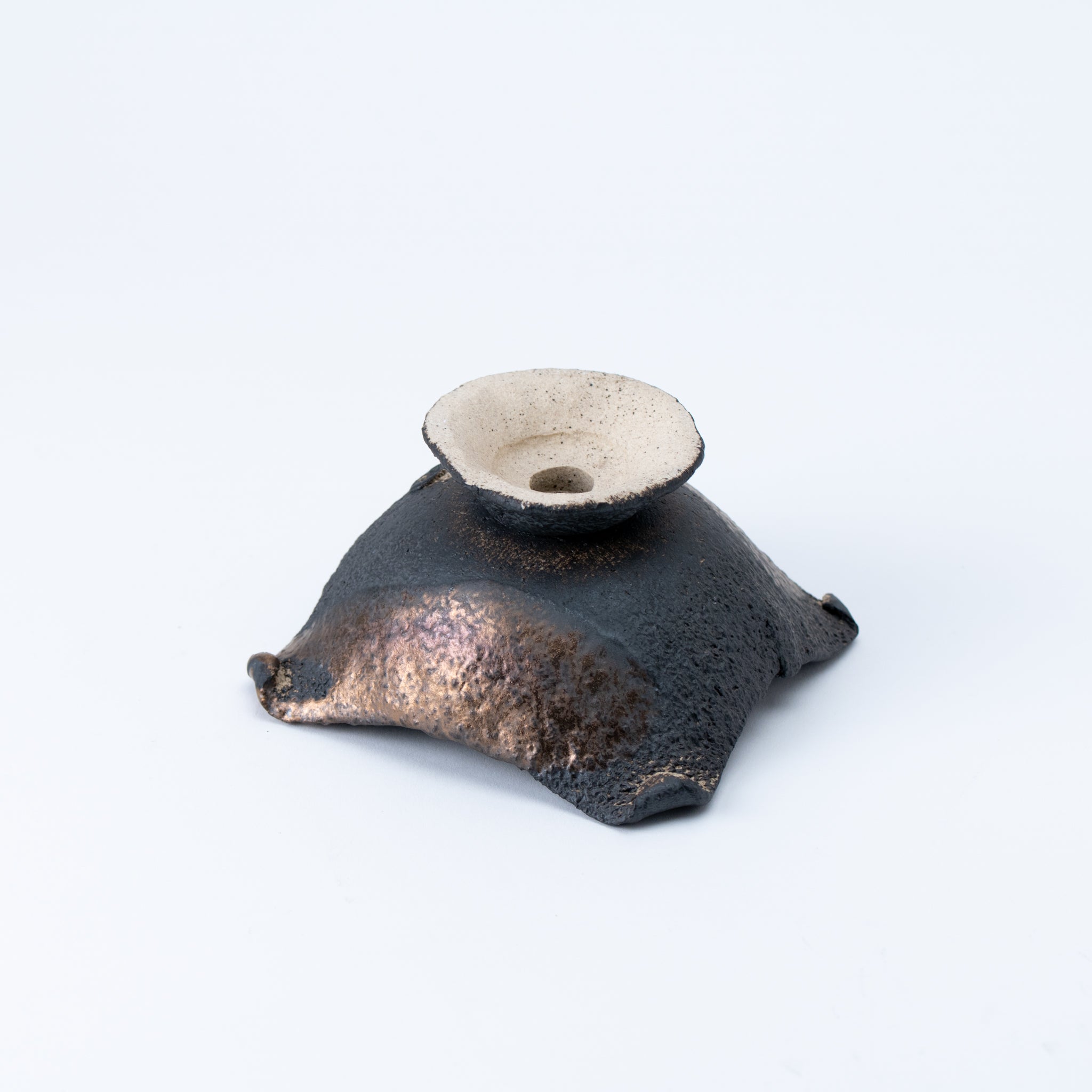 Naginowa Black and Gold Trophy-Shaped BANKO Ware Japanese Bonsai Pot 5.1 in.