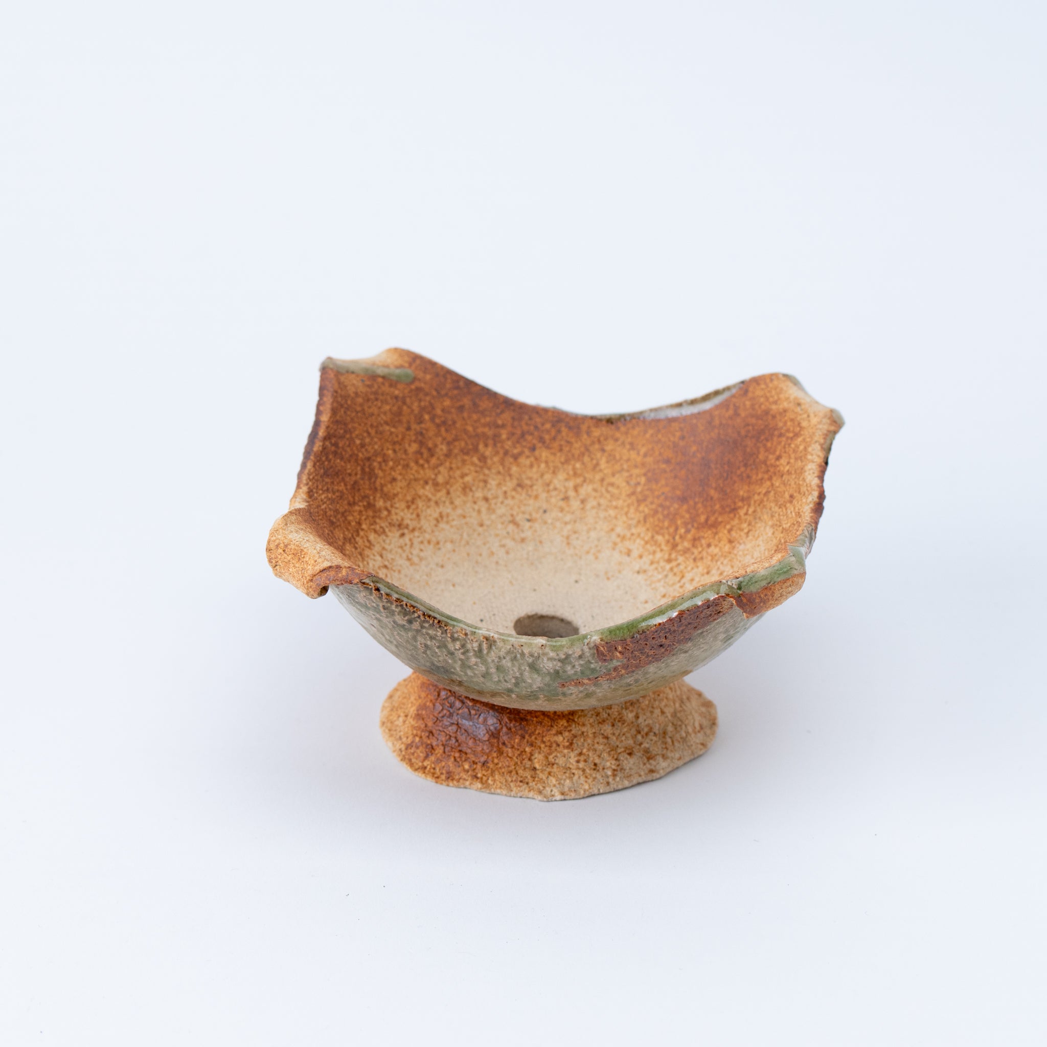 Naginowa Brown Trophy-Shaped BANKO Ware Japanese Bonsai Pot 5.1 in.