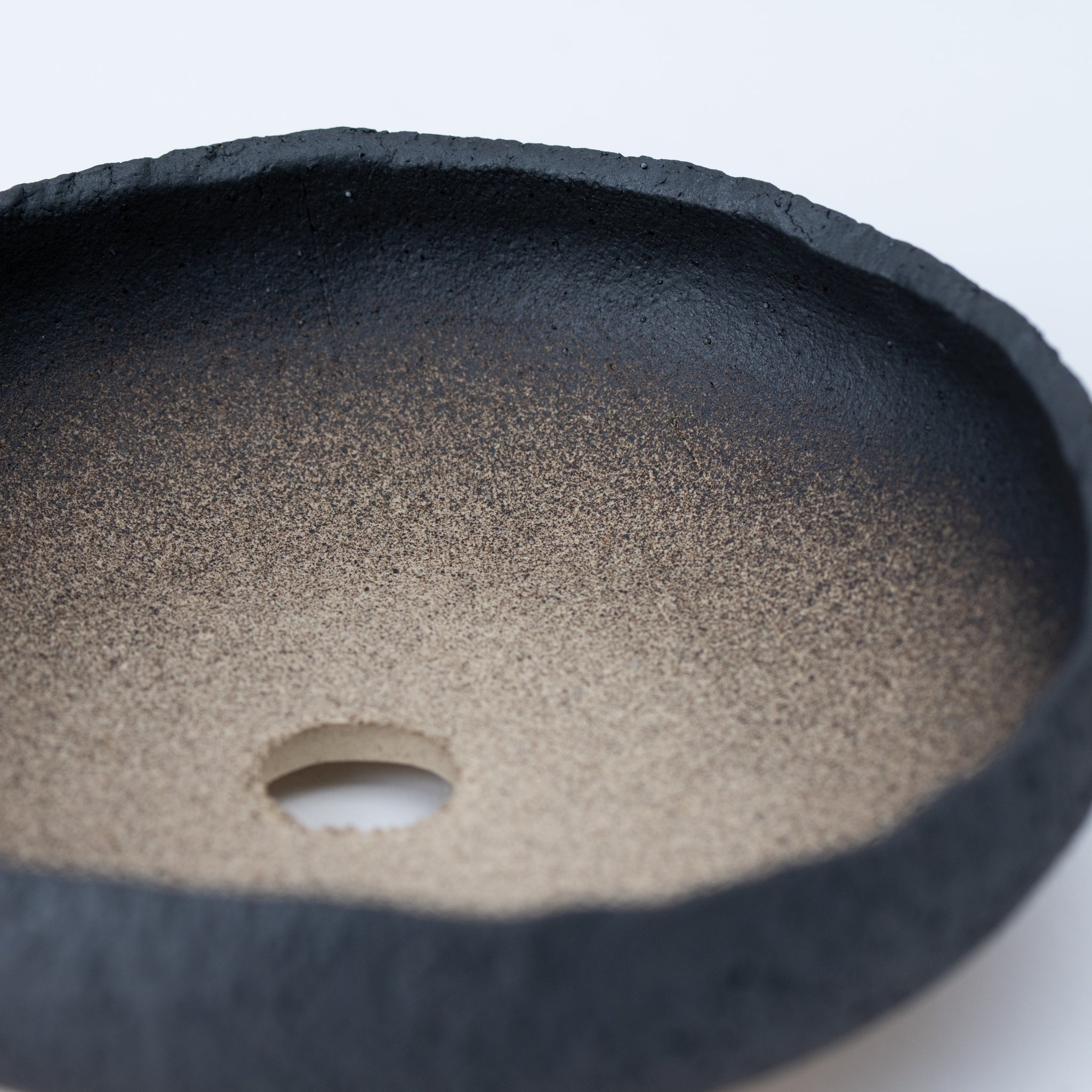 Naginowa Black sround shape BANKO Ware Japanese Bonsai Pot 6.1 in.