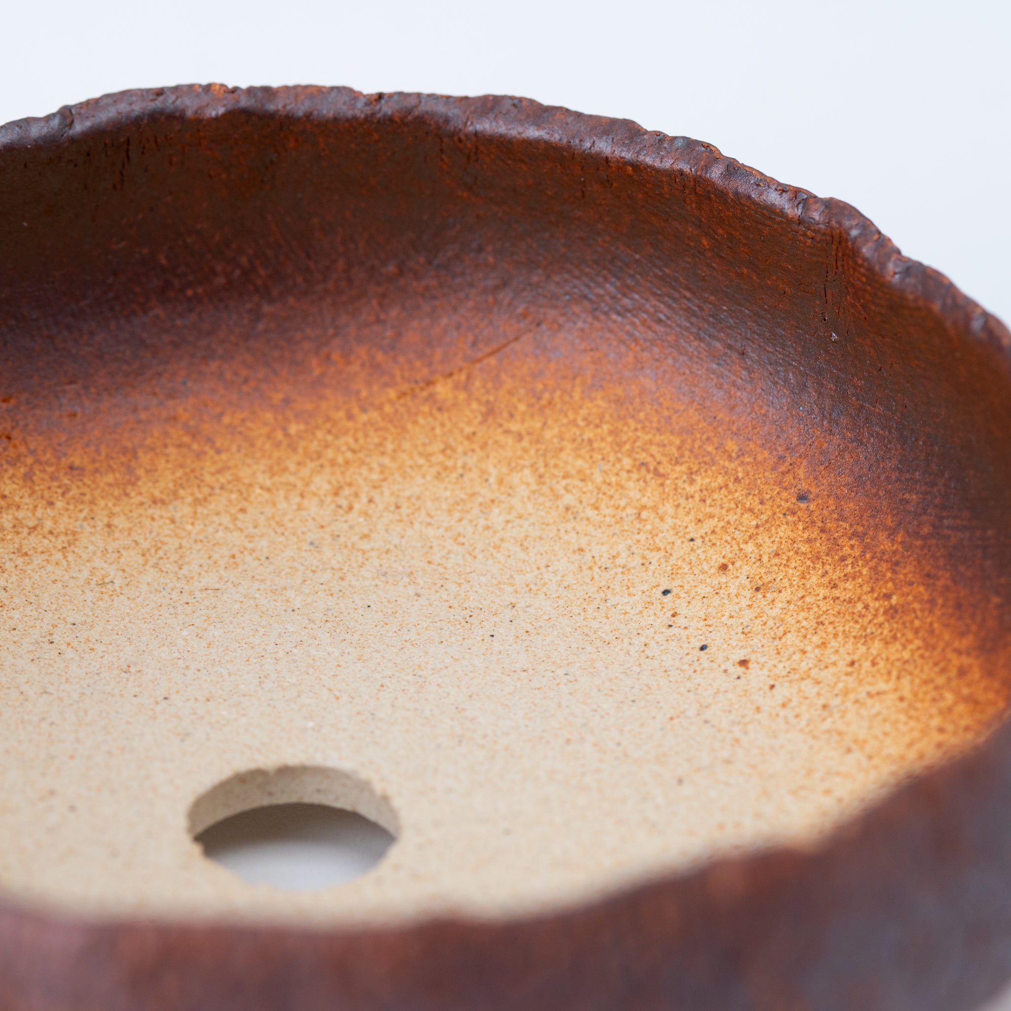 Naginowa Brown sround shape BANKO Ware Japanese Bonsai Pot 6.1 in.