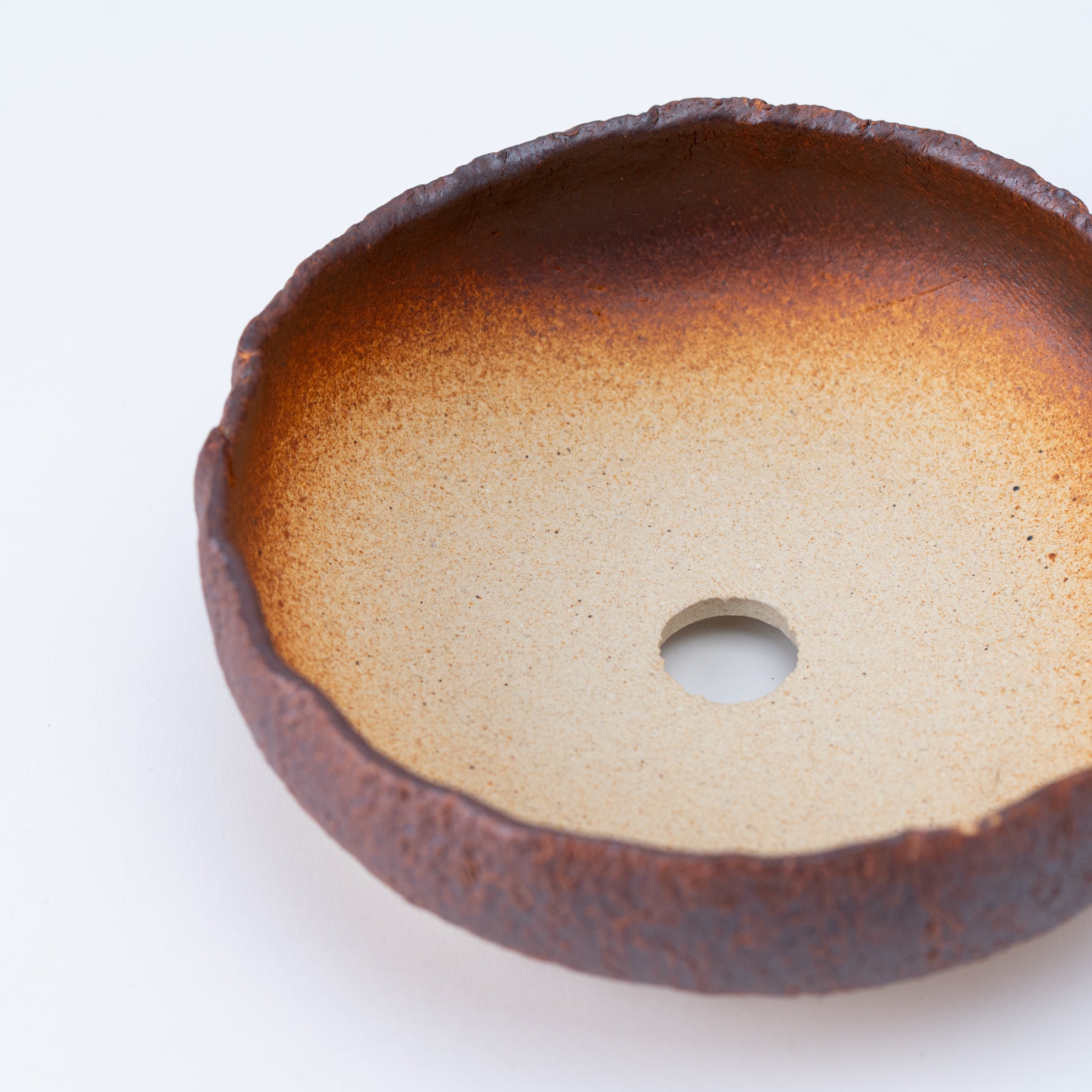 Naginowa Brown sround shape BANKO Ware Japanese Bonsai Pot 6.1 in.