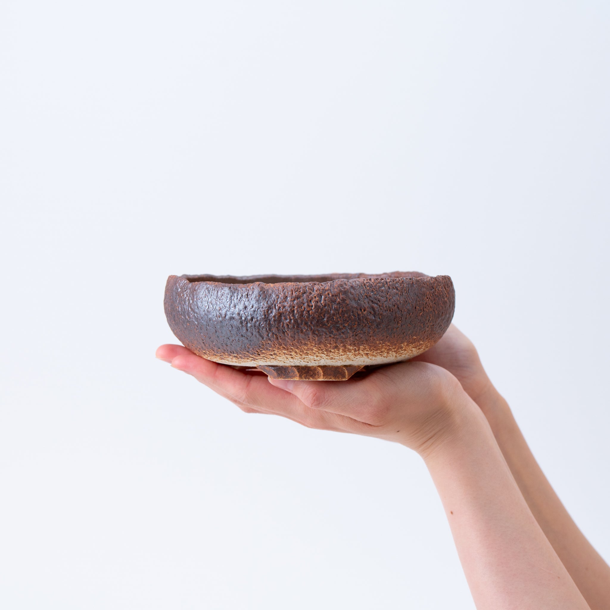 Naginowa Brown sround shape BANKO Ware Japanese Bonsai Pot 6.1 in.