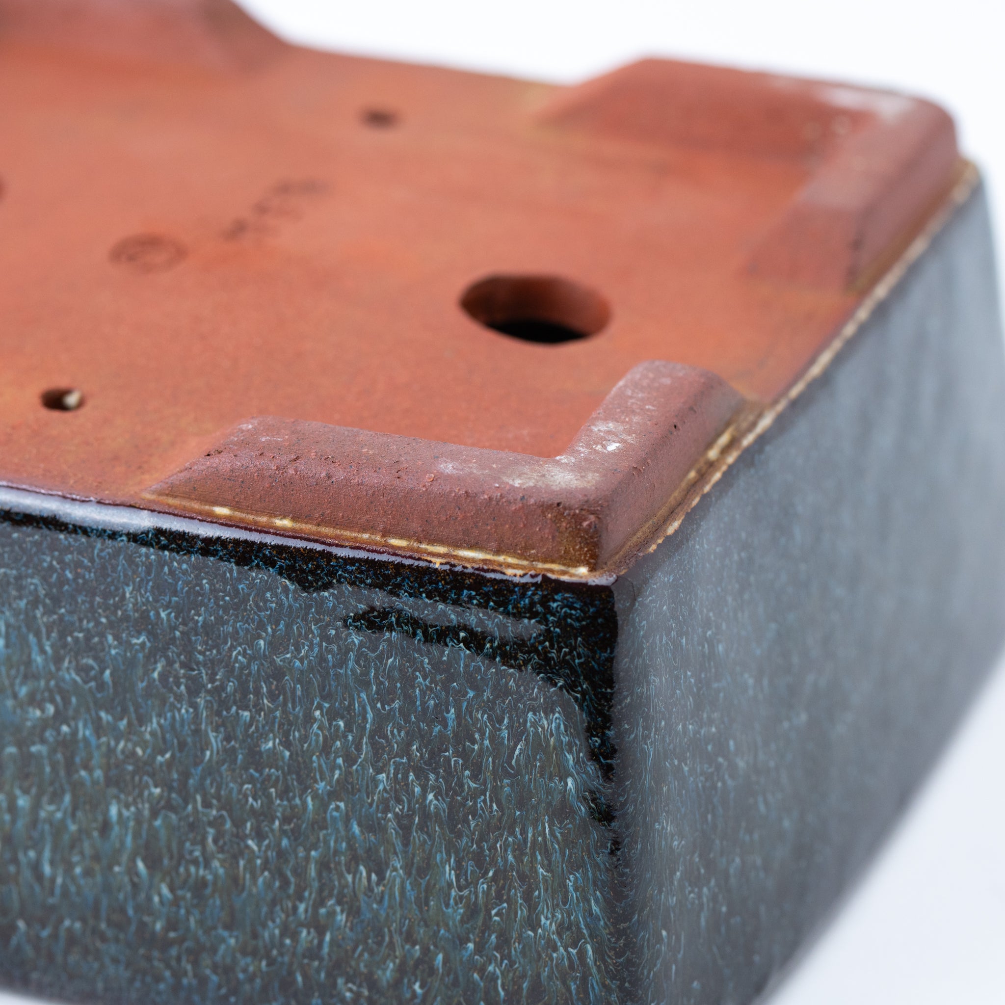 Eimei Tokoname Ware Rimless Rectangular Shape Japanese Bonsai Pot