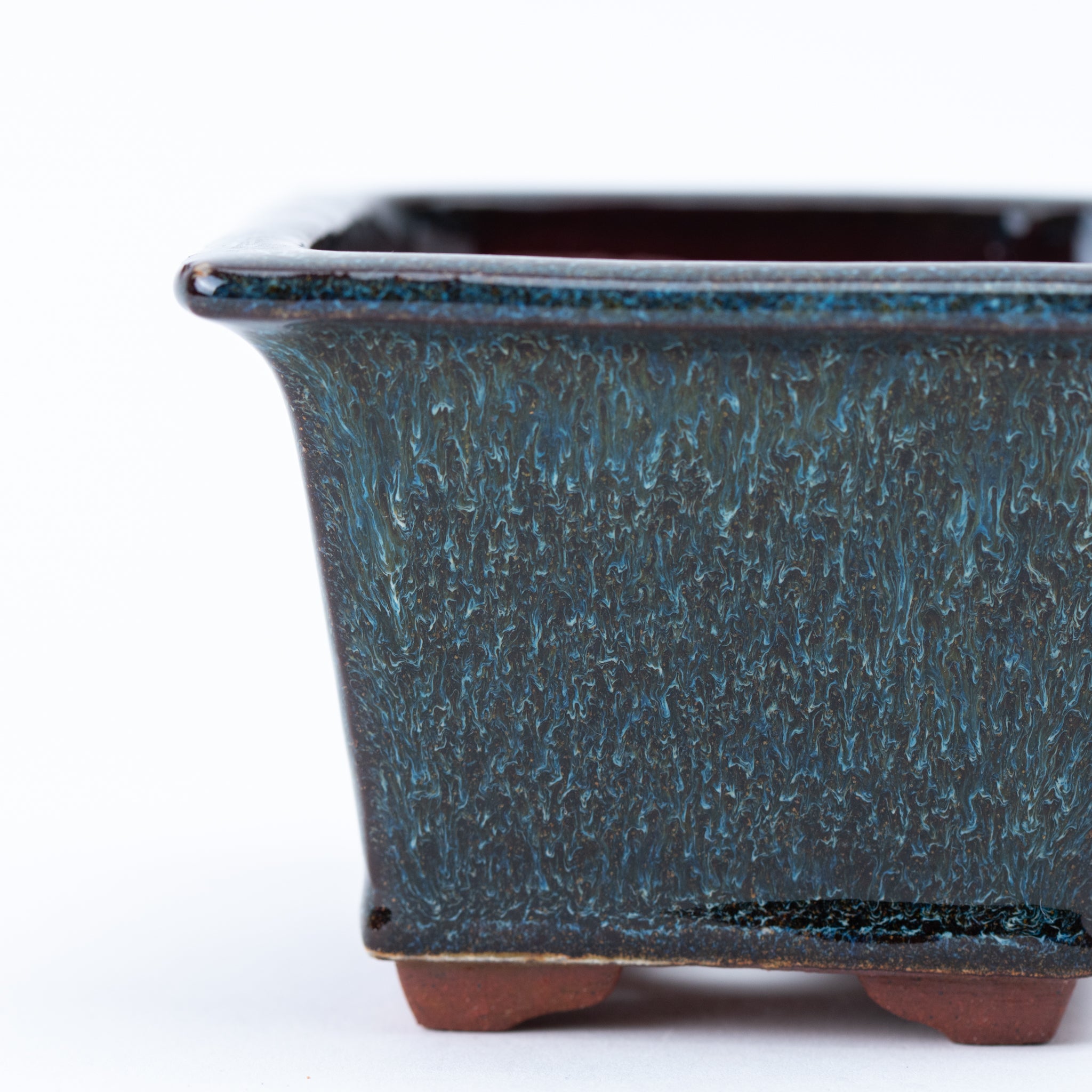 Eimei Tokoname Ware Square with Rim Japanese Bonsai Pot