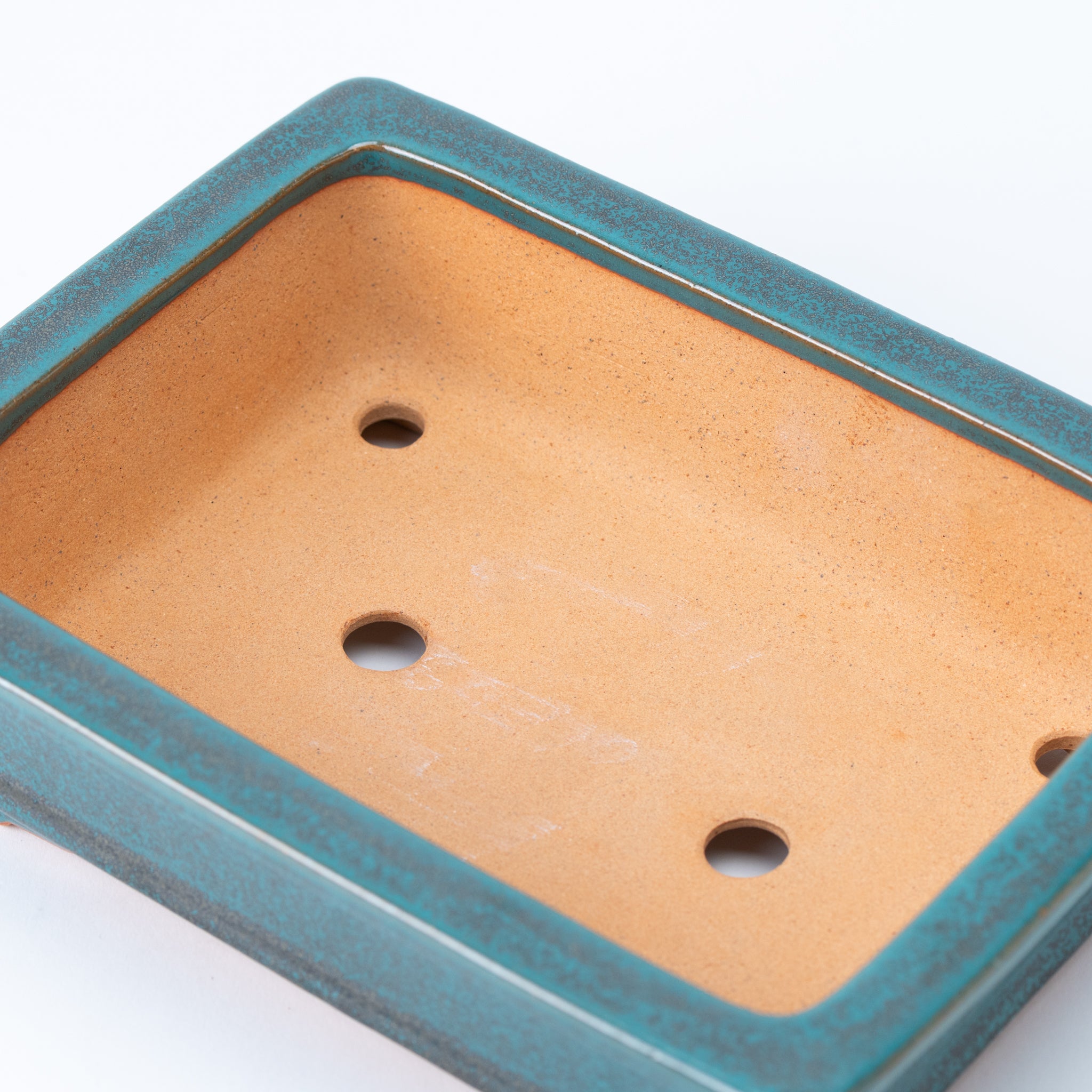 Reihou Tokoname Ware Rectangular Shape with Rim and Lower Band Japanese Bonsai Pot