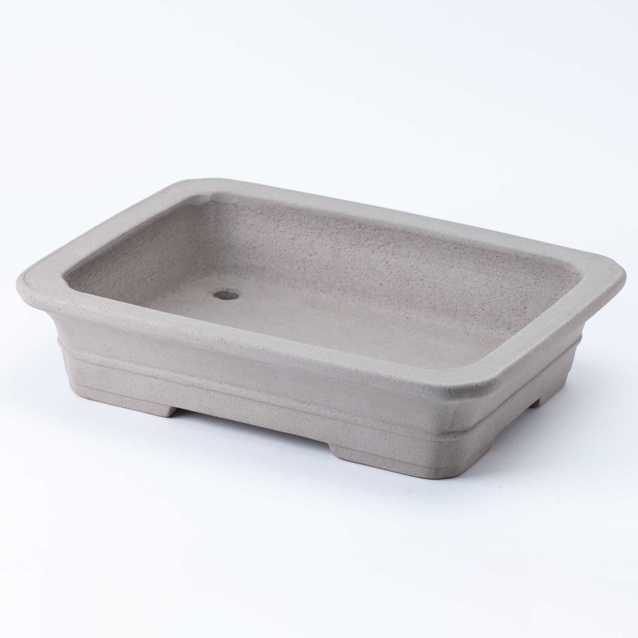 Kazan Tokoname Ware Central Band Detail Gray Japanese Bonsai Pot