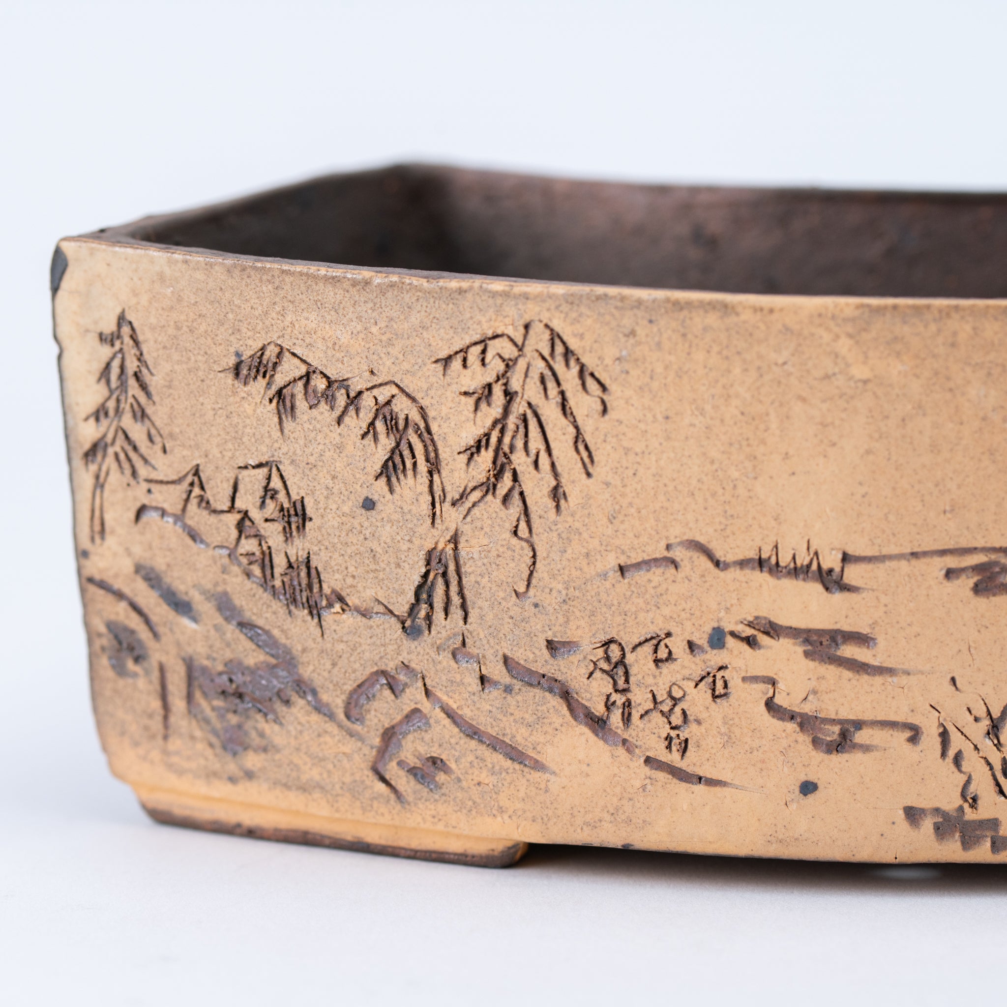 Mitsue Tokoname Ware Flat Fan Japanese Bonsai Pot