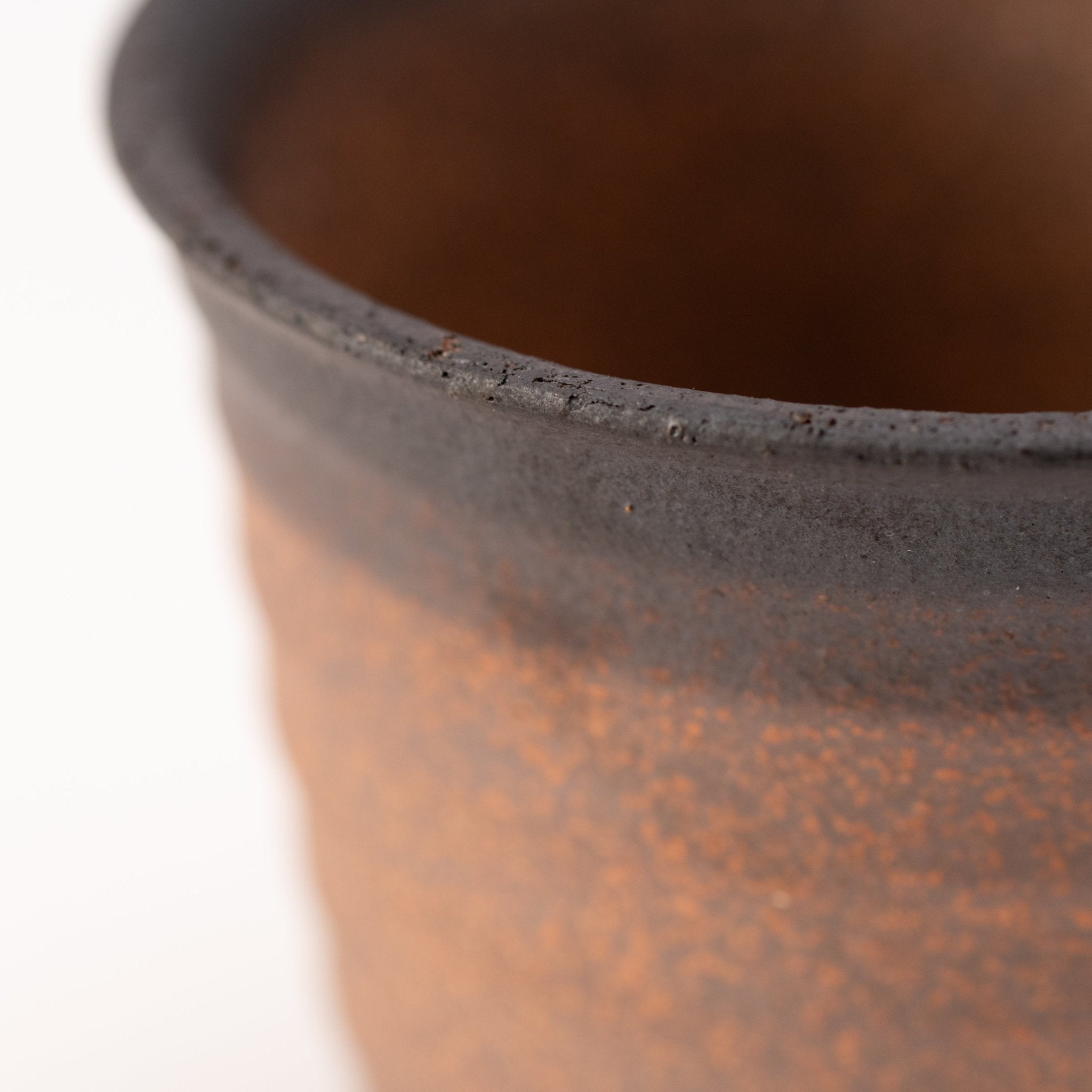 Naginowa Kurofuki Corrugated BANKO Ware Japanese Bonsai Pot 3.6in.