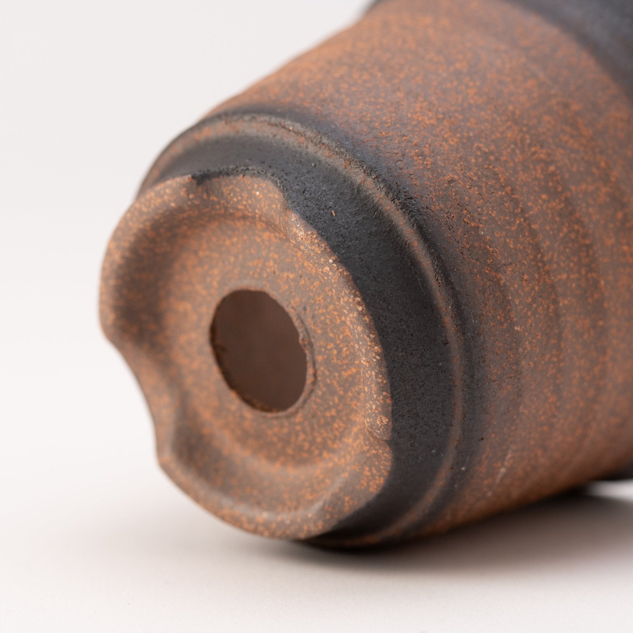 Naginowa Kurofuki Corrugated BANKO Ware Japanese Bonsai Pot 3.6in.