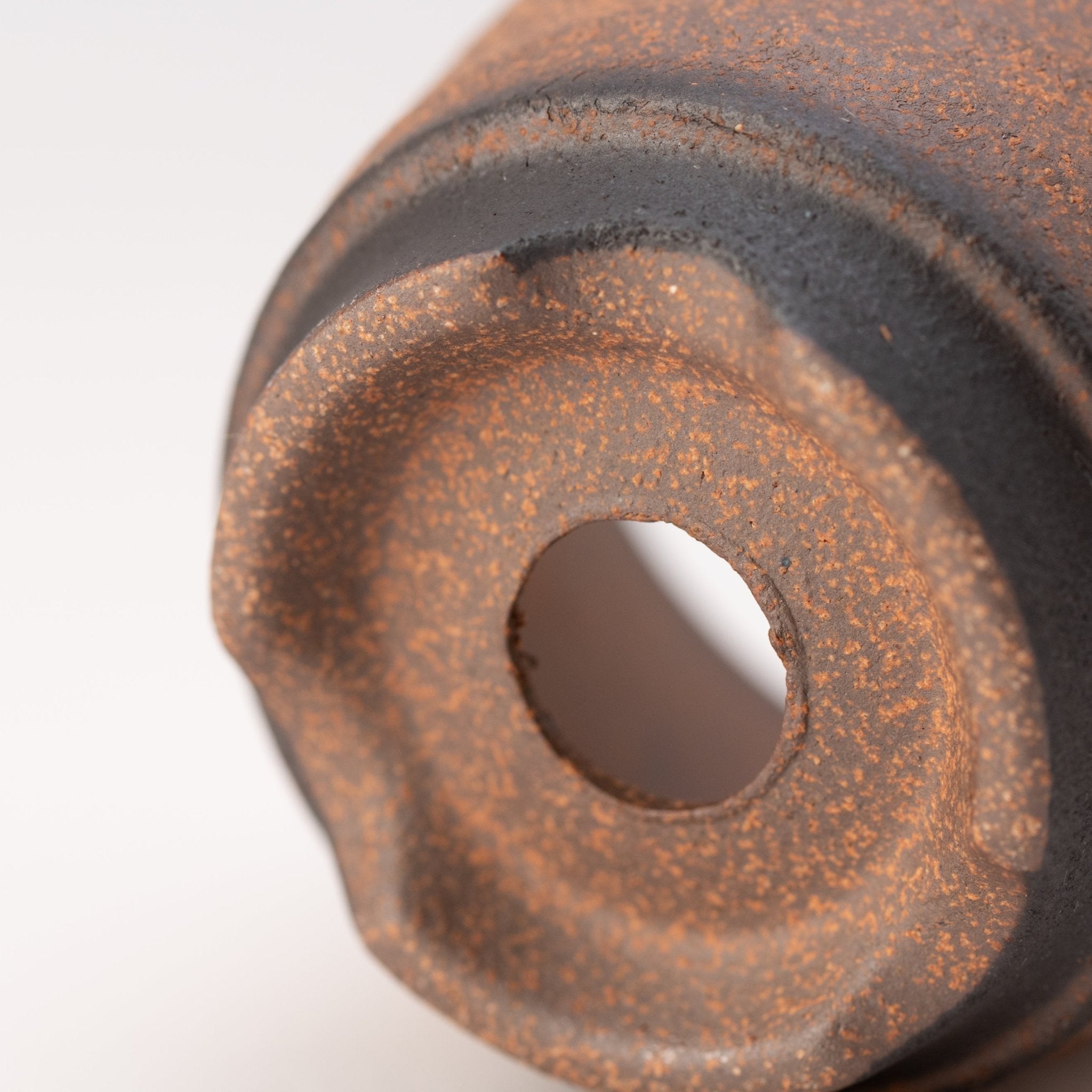 Naginowa Kurofuki Corrugated BANKO Ware Japanese Bonsai Pot 3.6in.