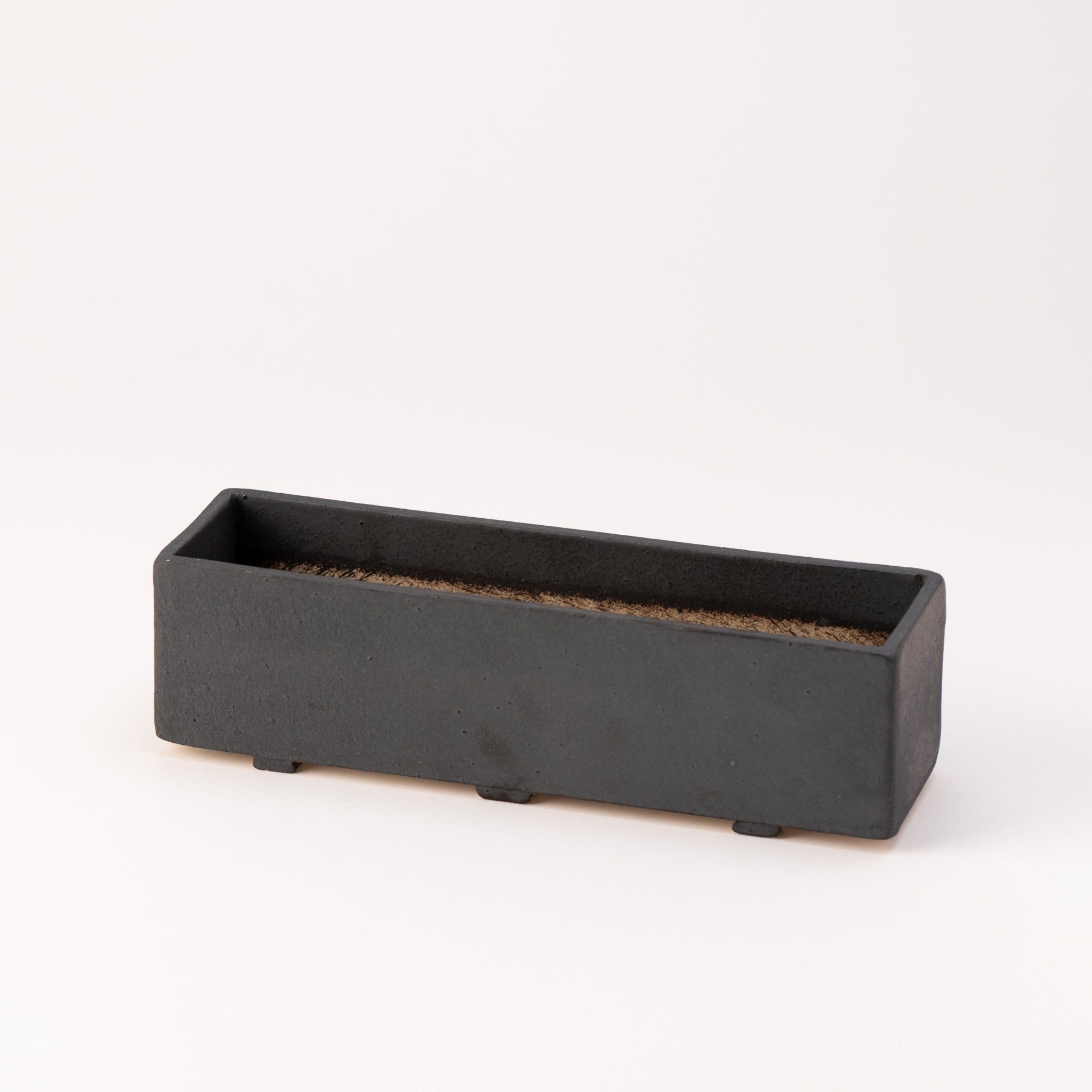 Naginowa Black right angle BANKO Ware Japanese Bonsai Pot 9.1in.
