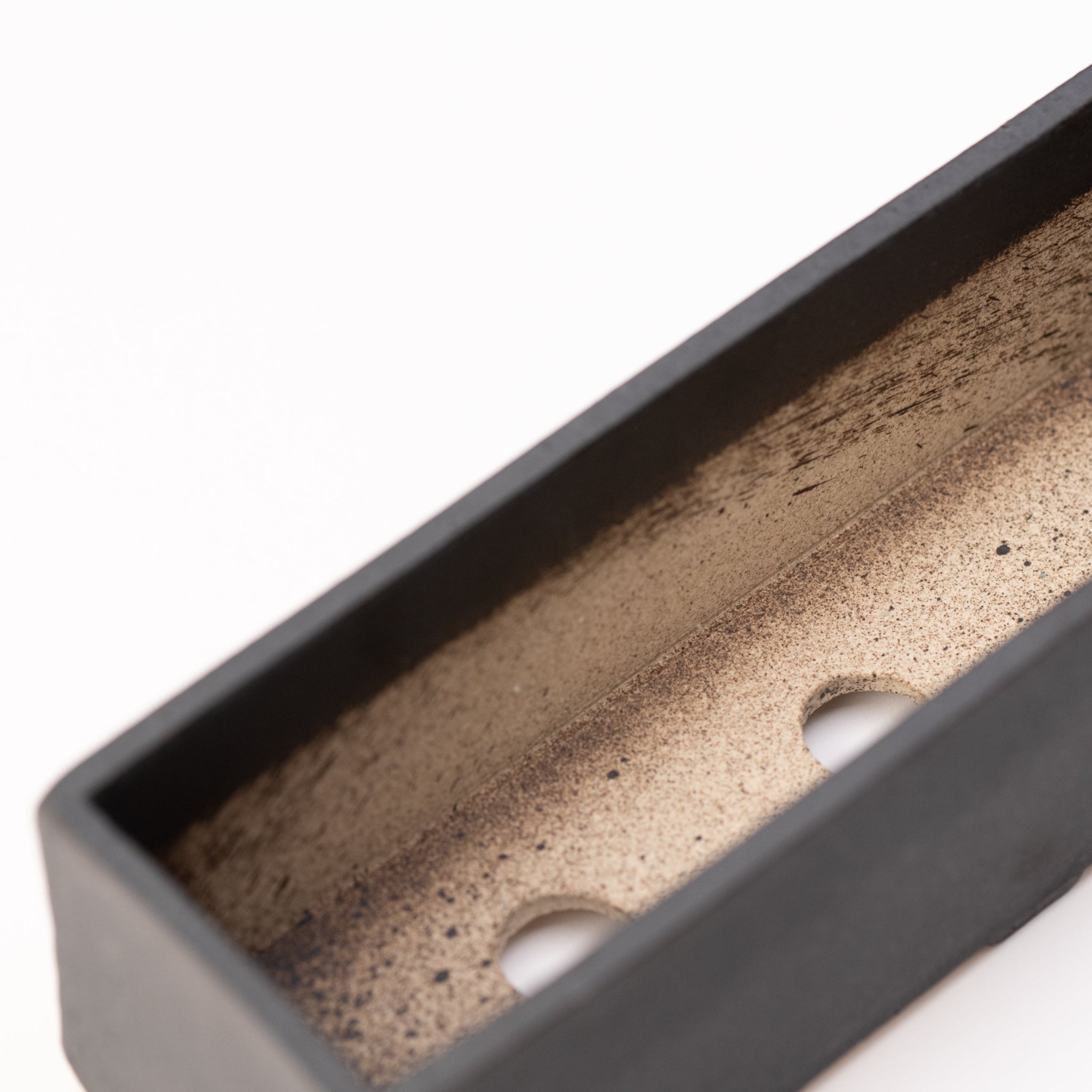 Naginowa Black right angle BANKO Ware Japanese Bonsai Pot 9.1in.