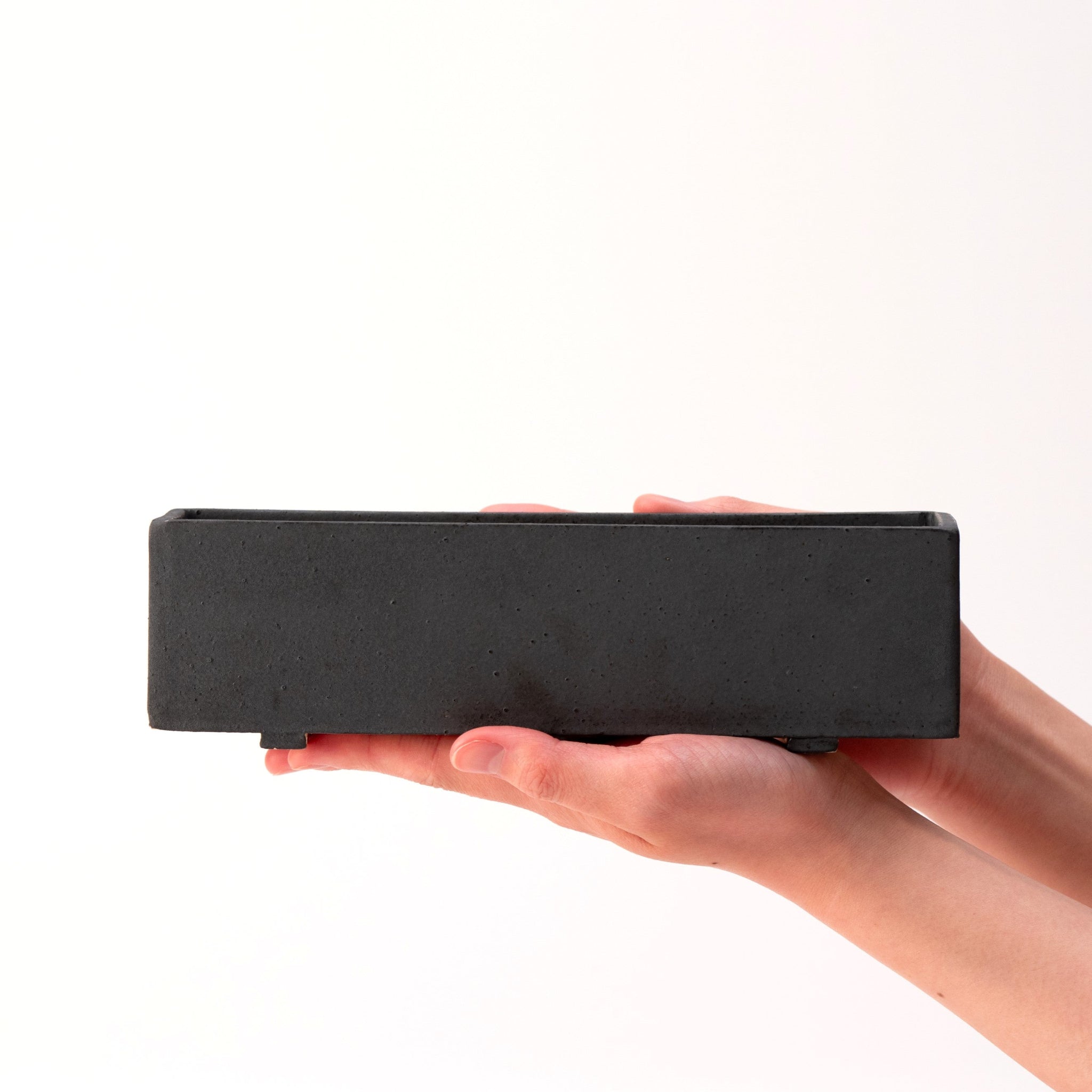 Naginowa Black right angle BANKO Ware Japanese Bonsai Pot 9.1in.