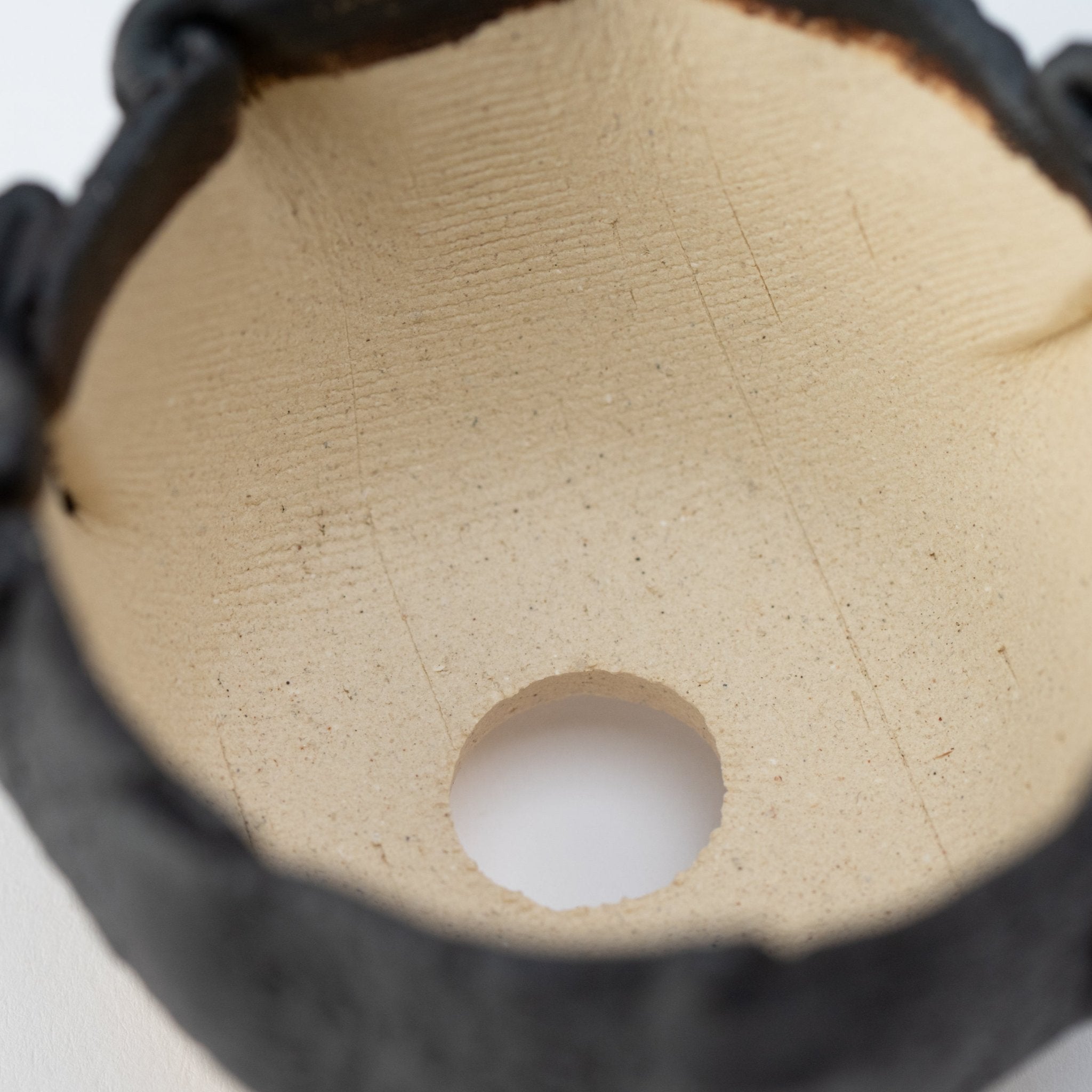 Naginowa Black round shape BANKO Ware Japanese Bonsai Pot 3.3in.