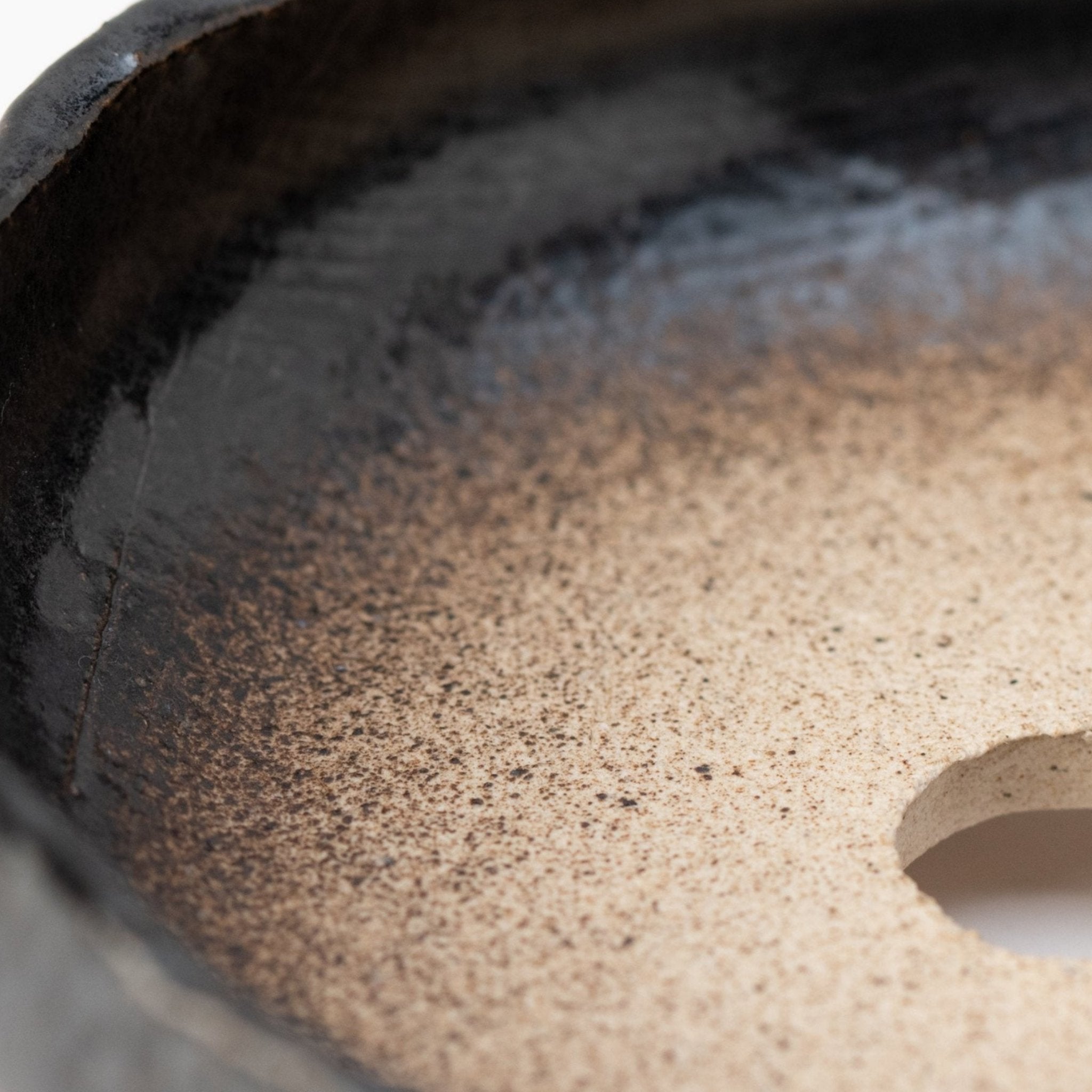 Naginowa Black sround shape BANKO Ware Japanese Bonsai Pot 4.7in.