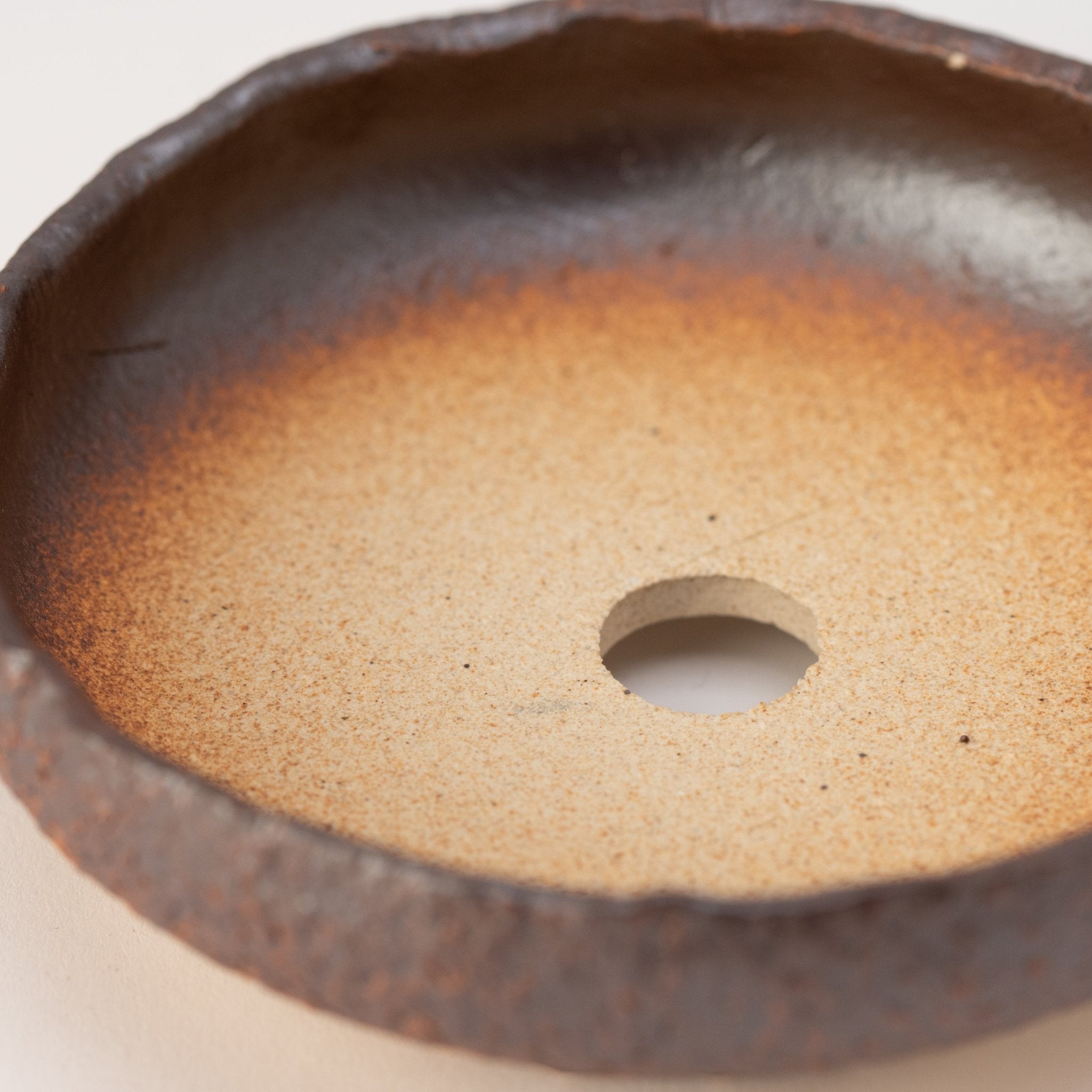 Naginowa Brown sround shape BANKO Ware Japanese Bonsai Pot 4.7in.
