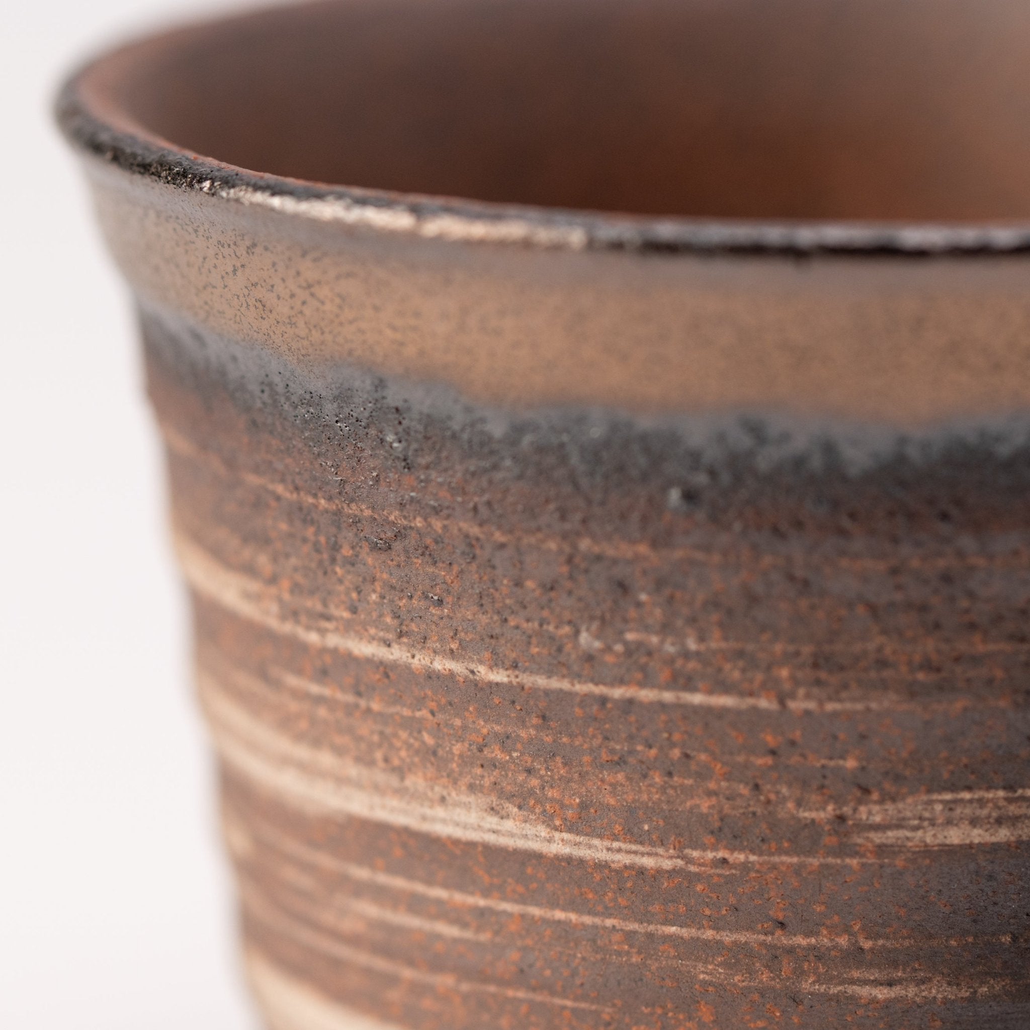 Naginowa Kinbuki Corrugated BANKO Ware Japanese Bonsai Pot 3.6in.