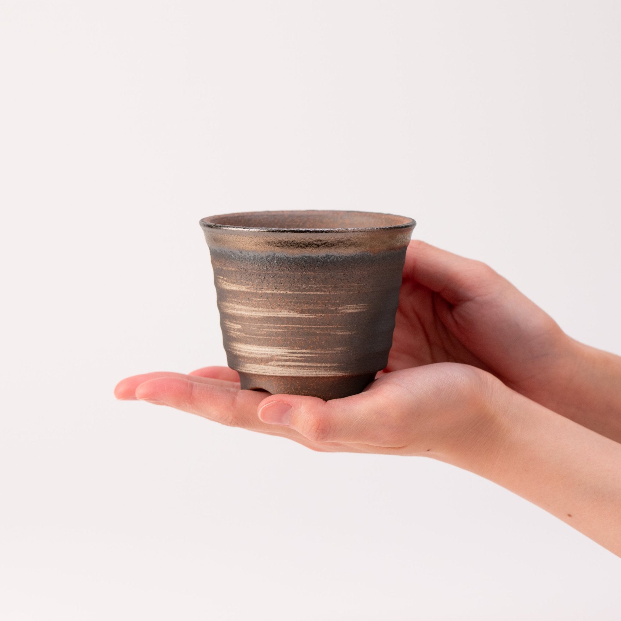 Naginowa Kinbuki Corrugated BANKO Ware Japanese Bonsai Pot 3.6in.