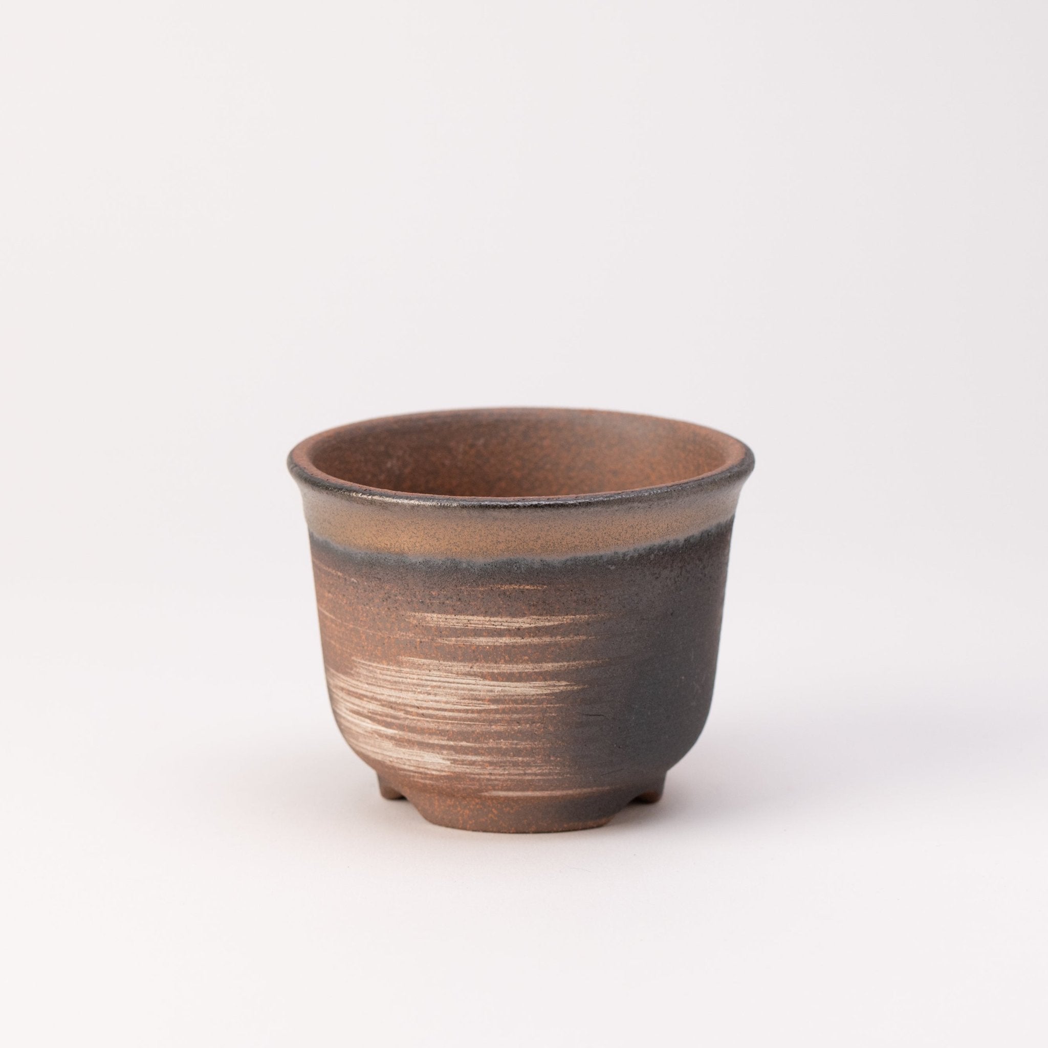 Naginowa Kinbuki Rounded BANKO Ware Japanese Bonsai Pot 4.3in.