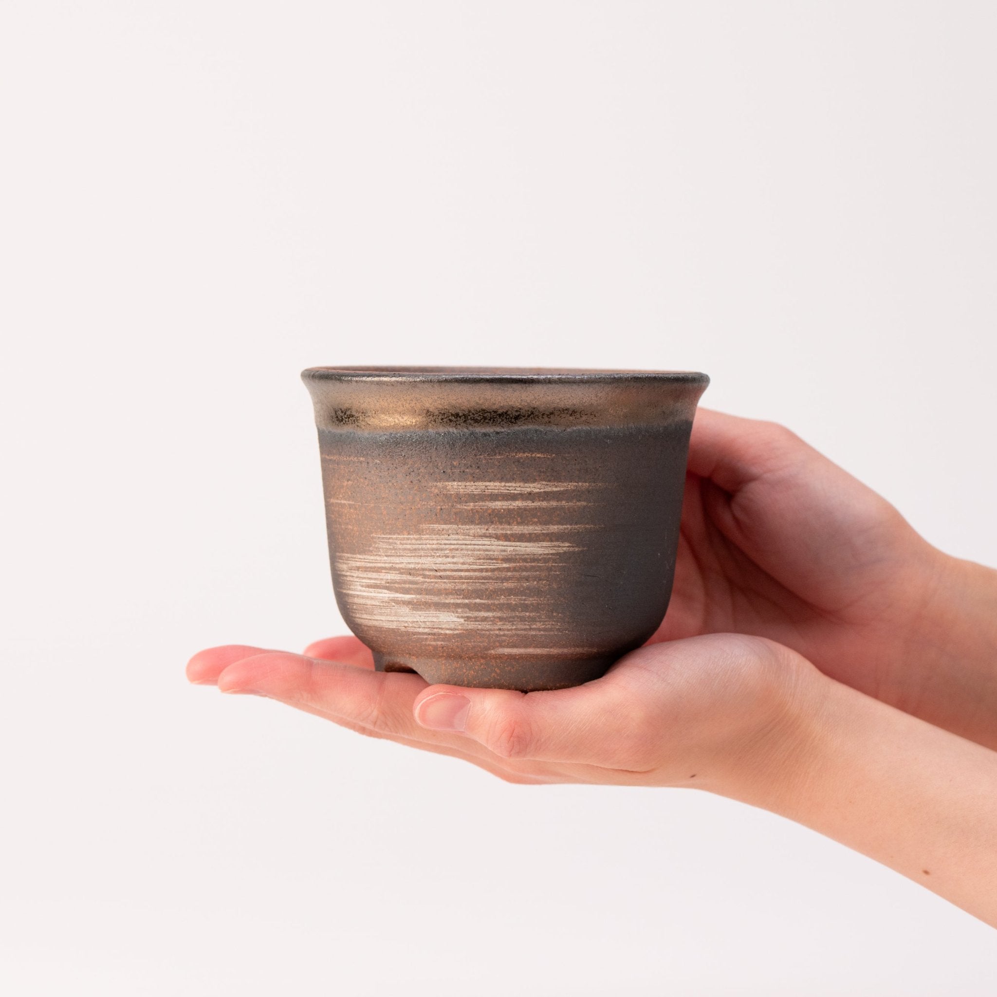 Naginowa Kinbuki Rounded BANKO Ware Japanese Bonsai Pot 4.3in.