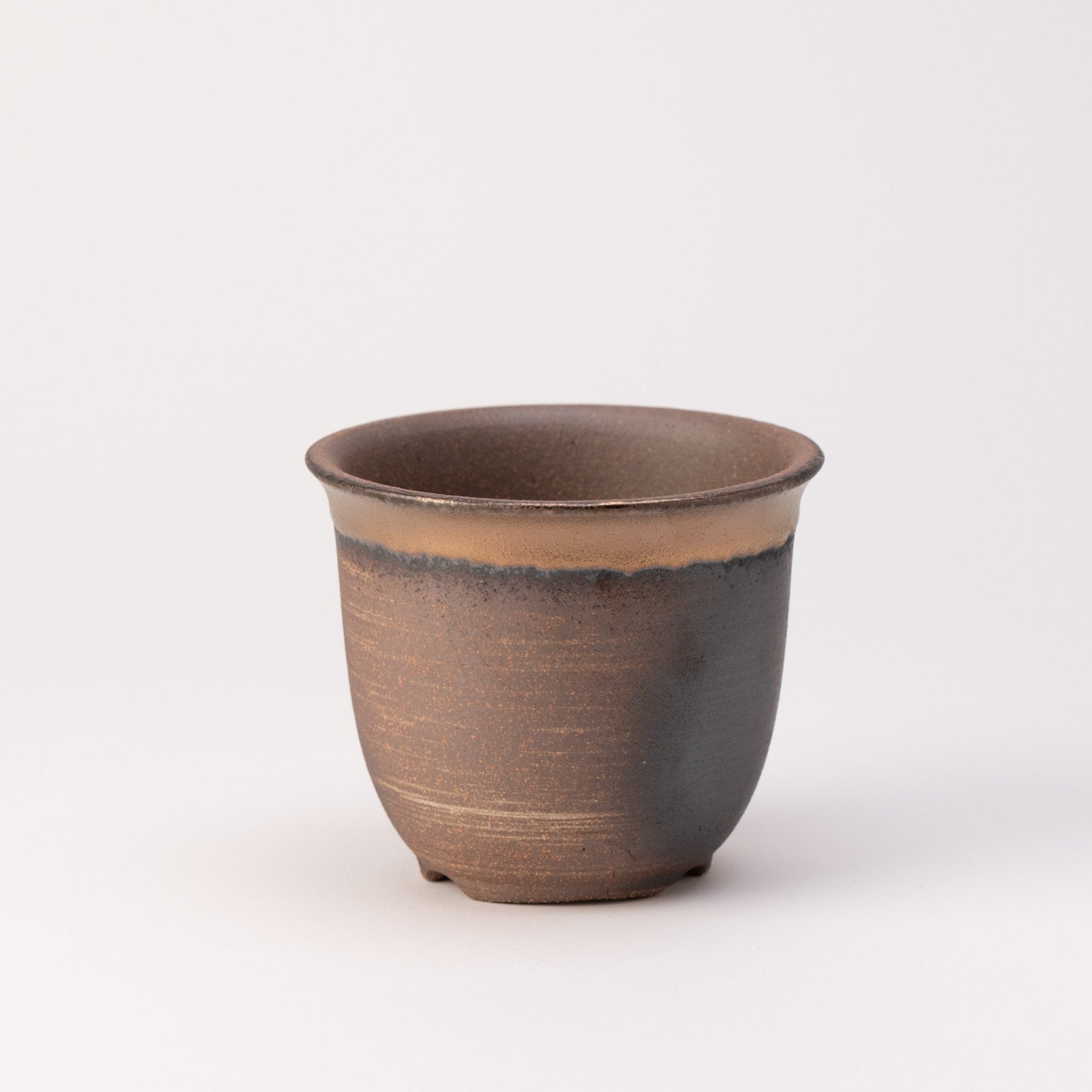 Naginowa Kinbuki Deep rounded BANKO Ware Japanese Bonsai Pot 4.7in.