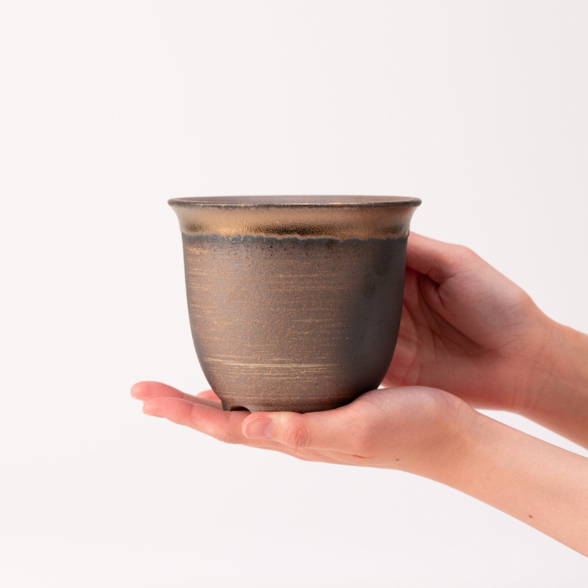 Naginowa Kinbuki Deep rounded BANKO Ware Japanese Bonsai Pot 4.7in.