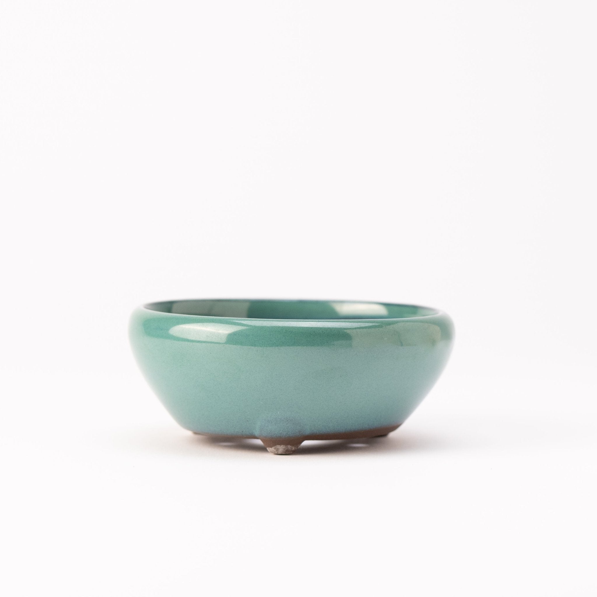 Naginowa Oribe sround shape BANKO Ware Japanese Bonsai Pot 4.7in.