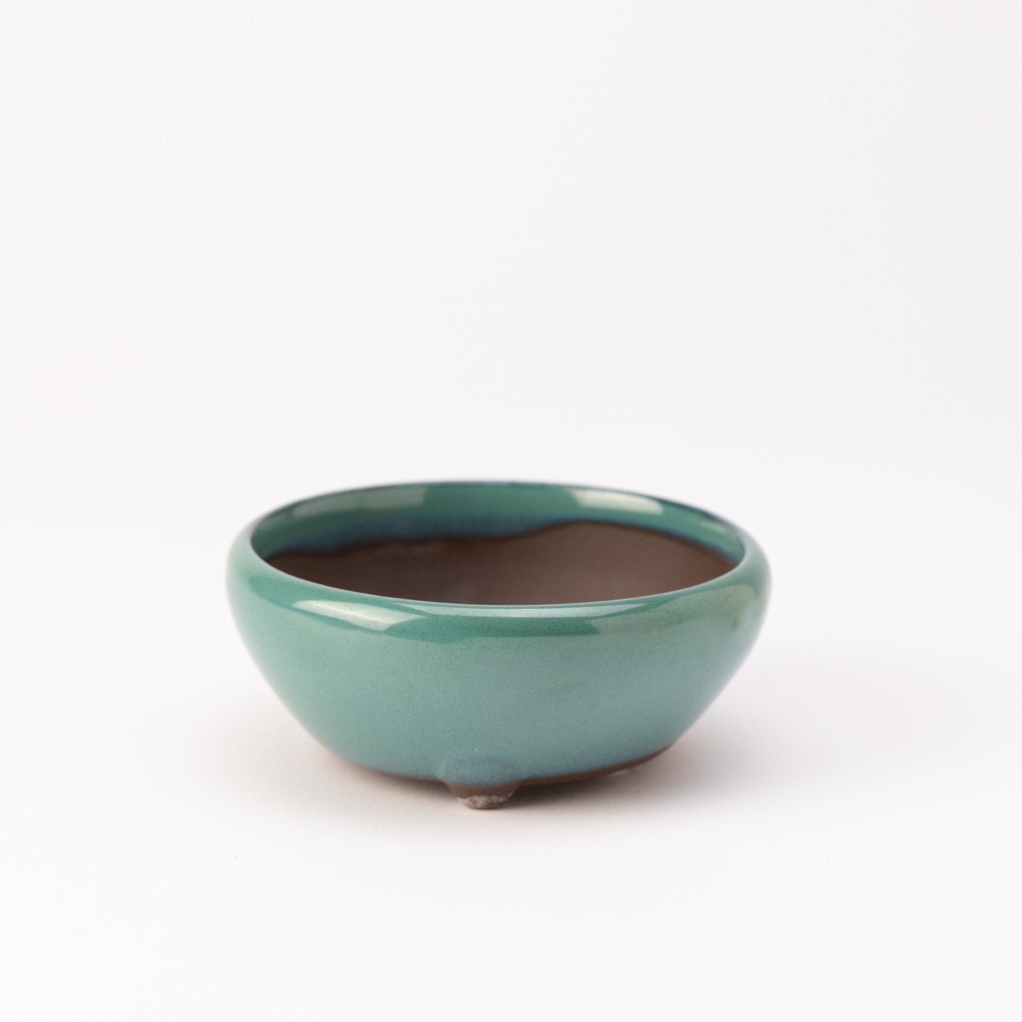 Naginowa Oribe sround shape BANKO Ware Japanese Bonsai Pot 4.7in.