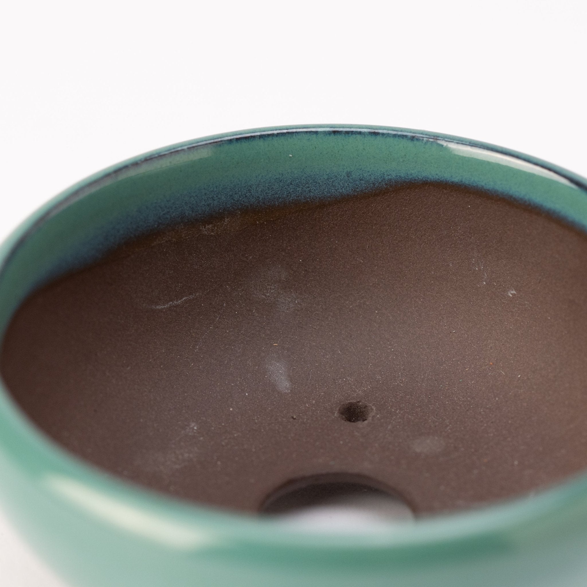 Naginowa Oribe sround shape BANKO Ware Japanese Bonsai Pot 4.7in.