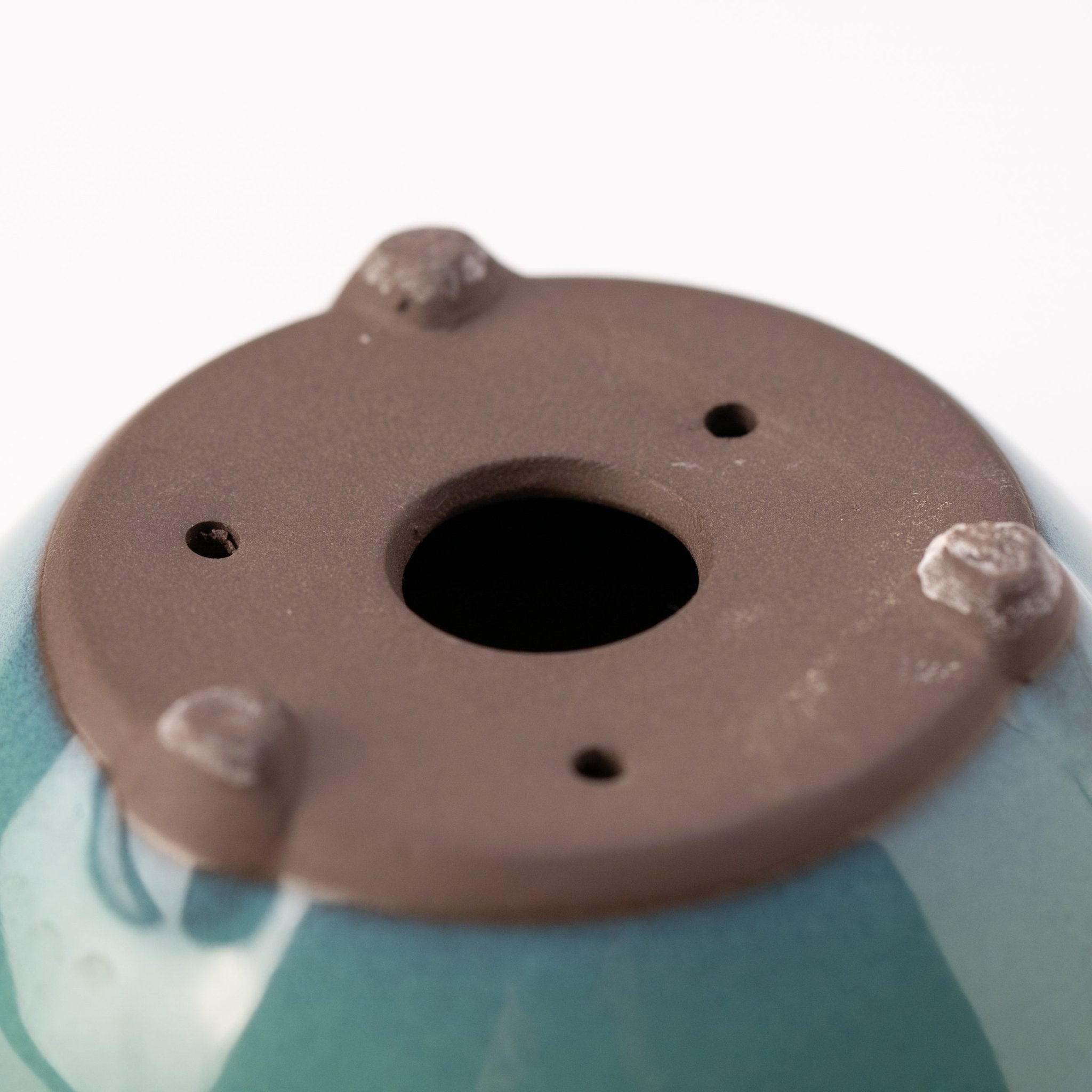 Naginowa Oribe sround shape BANKO Ware Japanese Bonsai Pot 4.7in.