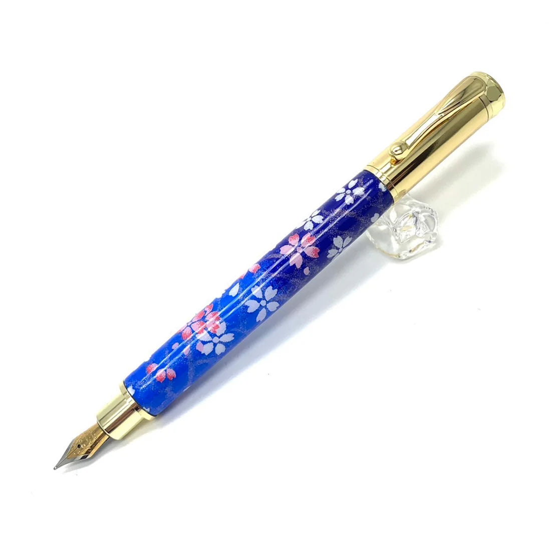 F-style Miyabina Mino Washi Yuzen Pattern Magnet Cap Fountain Pen Weeping Cherry Blossom/Navy TWM2313