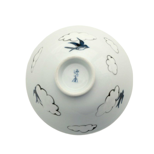 Cloud Tsubame Swallow Traditional Japanese Style Rice Bowl Porcelain