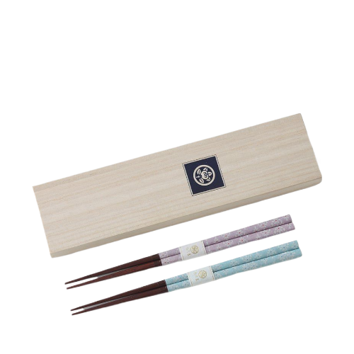 Japanese Chrysanthemum Flowers Chopsticks Set in Paulownia Box