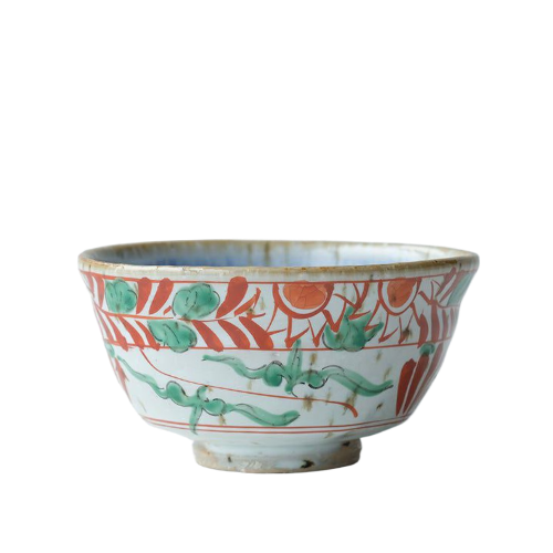 Red Leaves Traditional Japanese Style Rice Bowl Ceramic